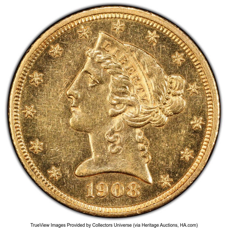 1908 $5  Liberty G4 thumbnail 15