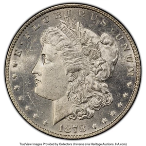 image for: 1878 7/8TF $1 Triple Blossoms, VAM-44, Top 100, MS62 PCGS. PCGS Population: (6/2 and 0/0+). NGC Census: (0/0 and 0/0+). CDN...
