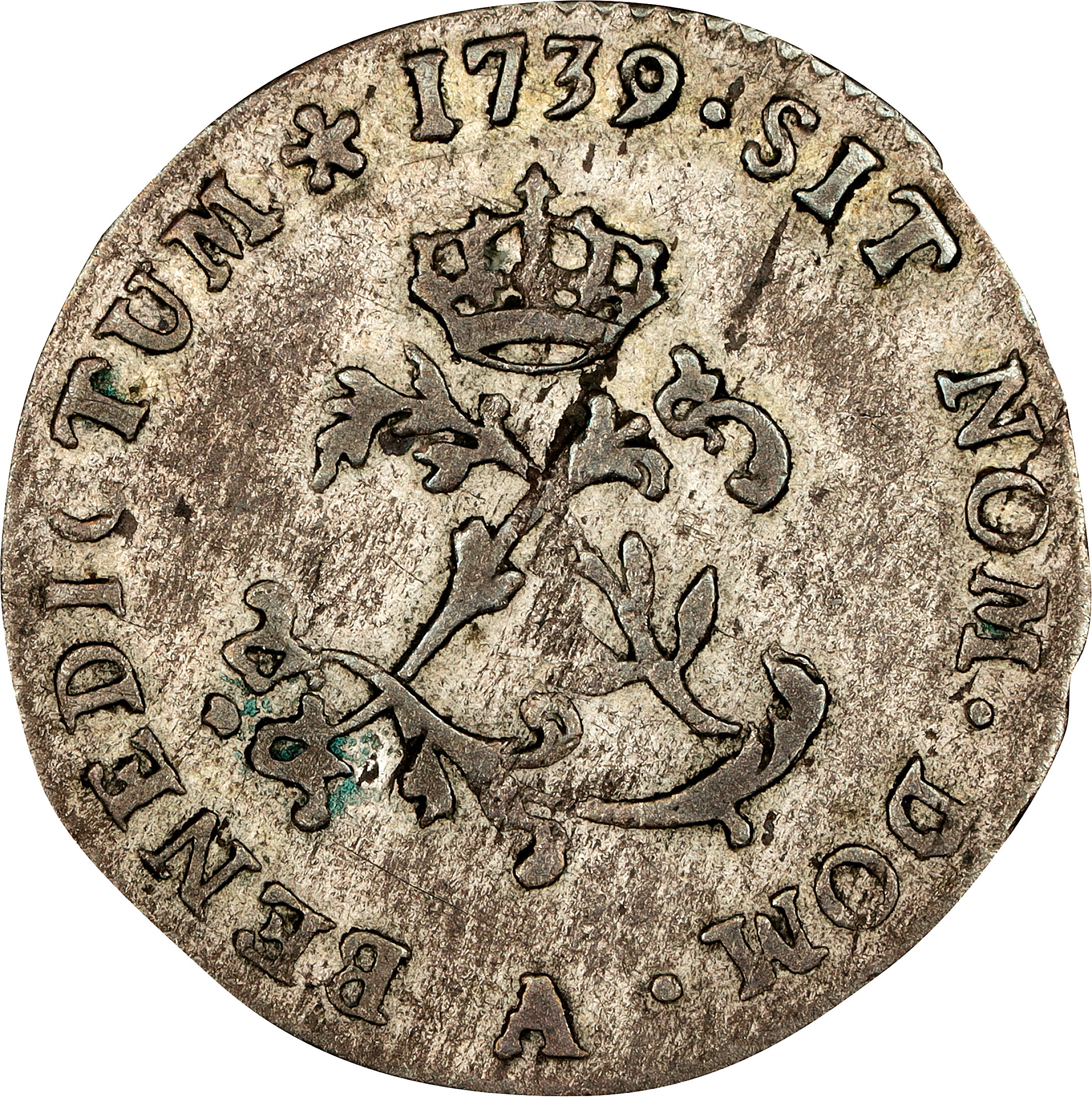 1739-A Sou Marque. Paris Mint. Vlack-17b. Rarity-6. Second Semester. Choice Extremely Fine.
