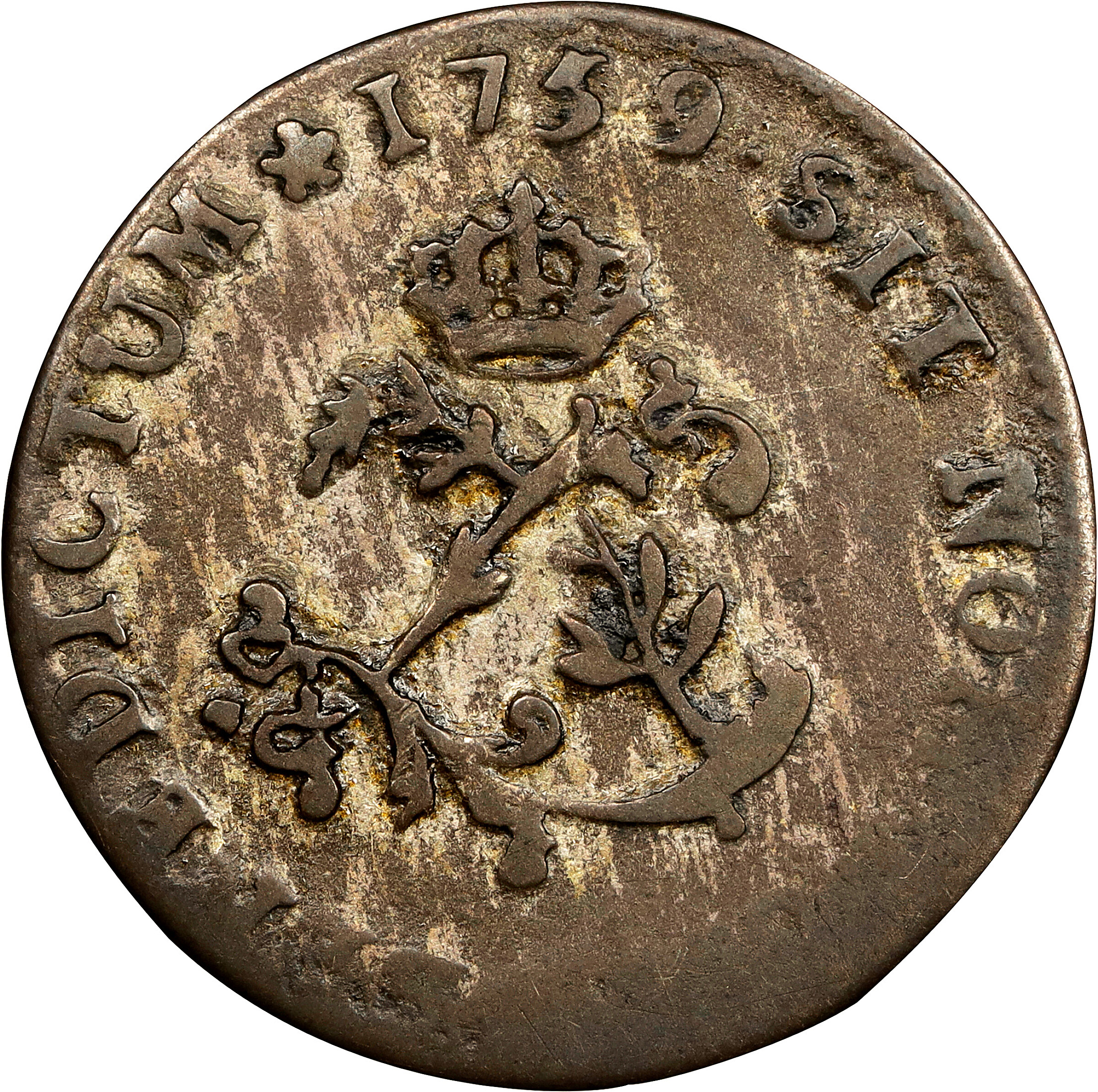 1759-A Sou Marque. Paris Mint. Vlack-40b. Rarity-8. Second Semester. Fine.
