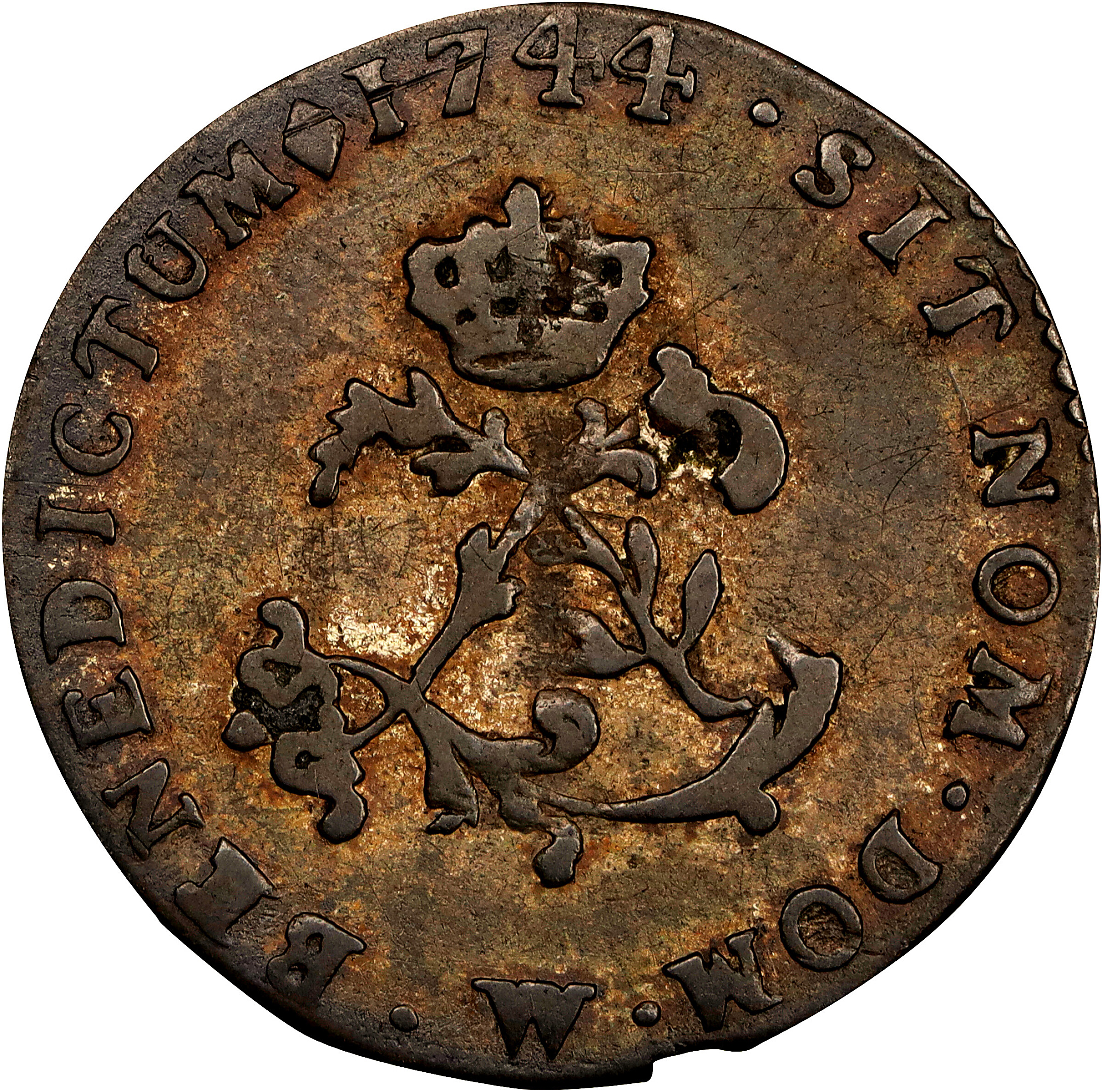 1744-W Sou Marque. Lille Mint. Vlack-205a. Rarity-7. Extremely Fine.