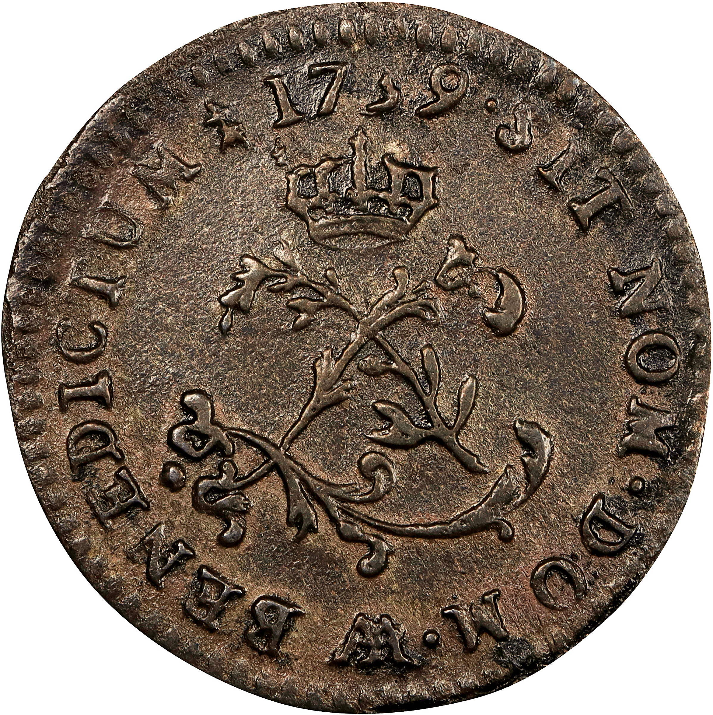 1739-AA Sou Marque. Metz Mint. Vlack-237a. Rarity-8. Extremely Fine, Environmental Damage.