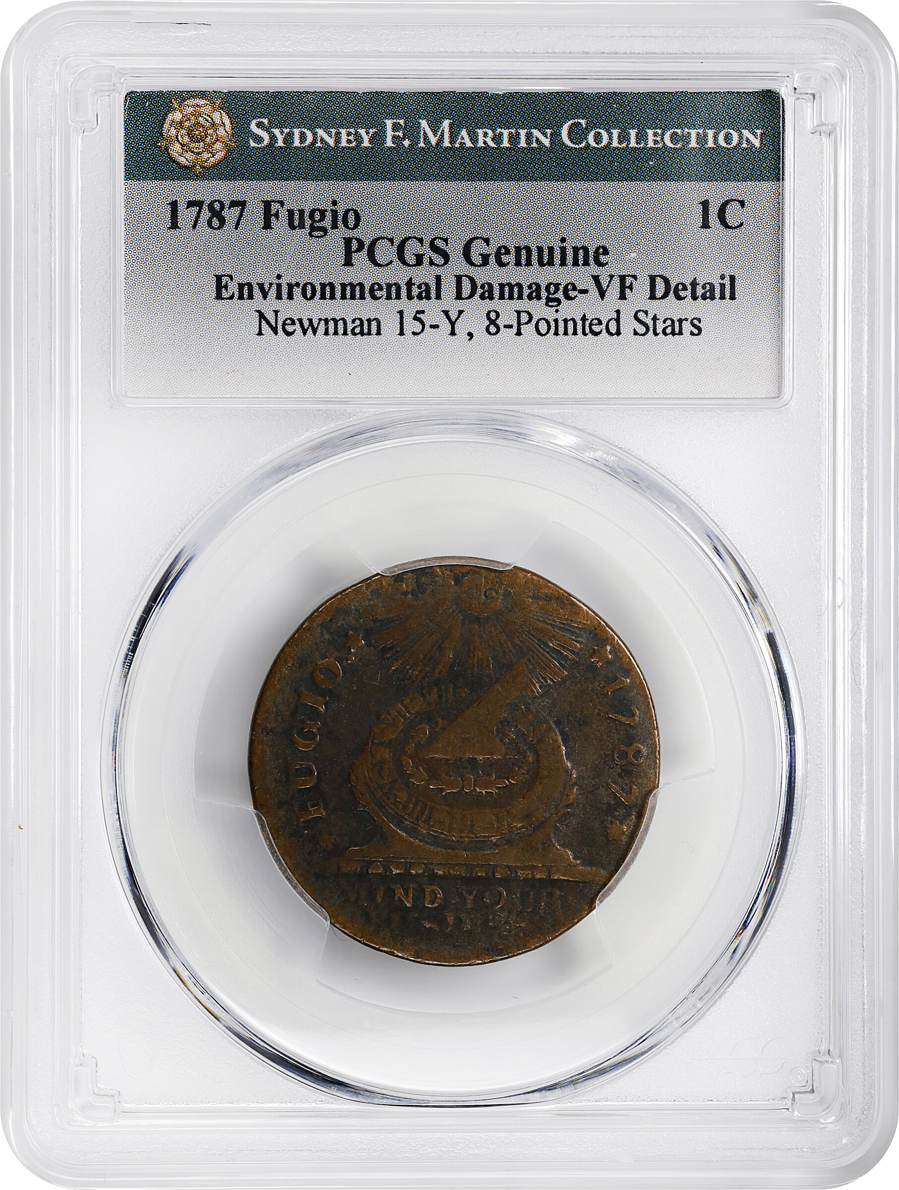 1787 Fugio 1c 8-Pointed Stars, Newman 15-Y MS BN VG10 BN thumbnail 8