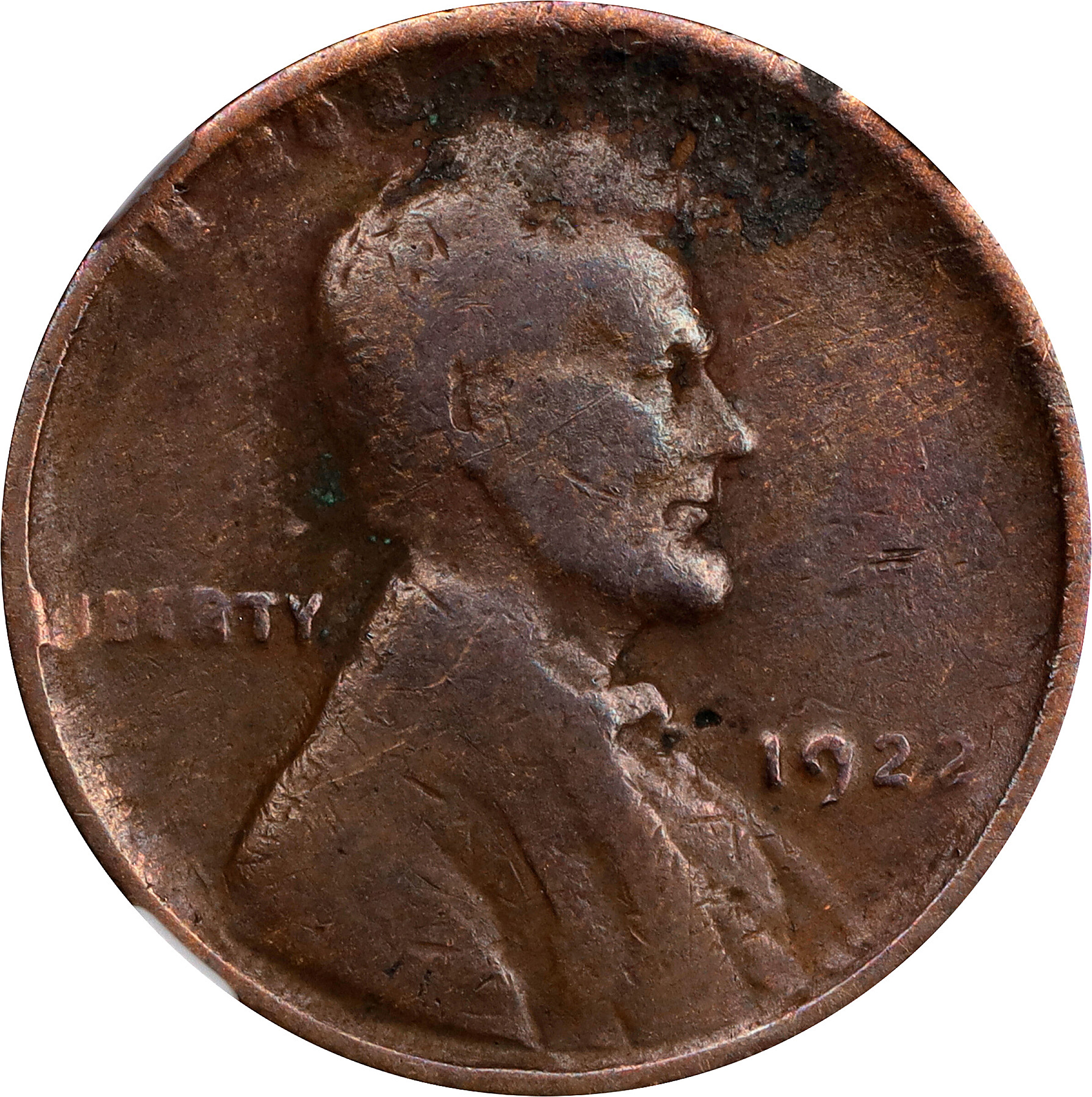 1922 No D Lincoln Cent. Weak Reverse. VG Details--Environmental Damage (NGC).