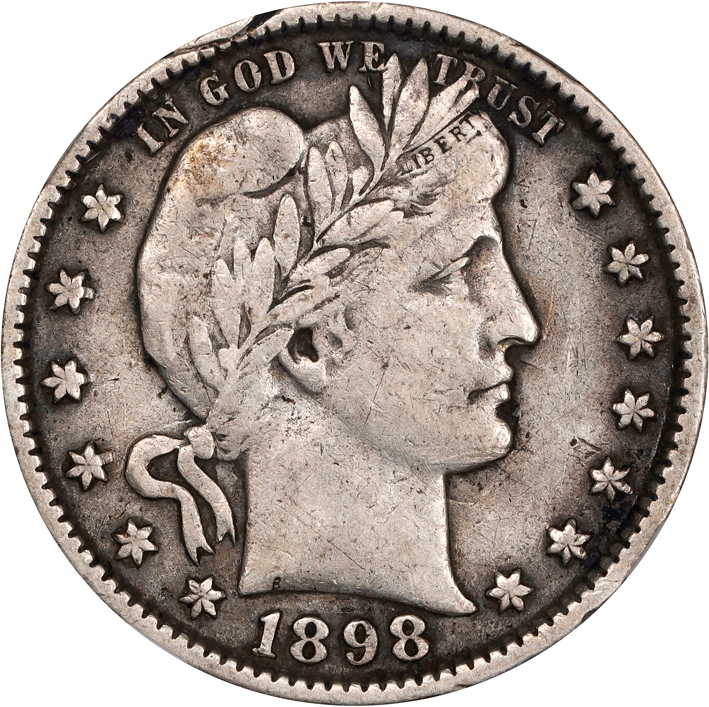 1898-O Barber Quarter. VF Details--Environmental Damage (NGC).