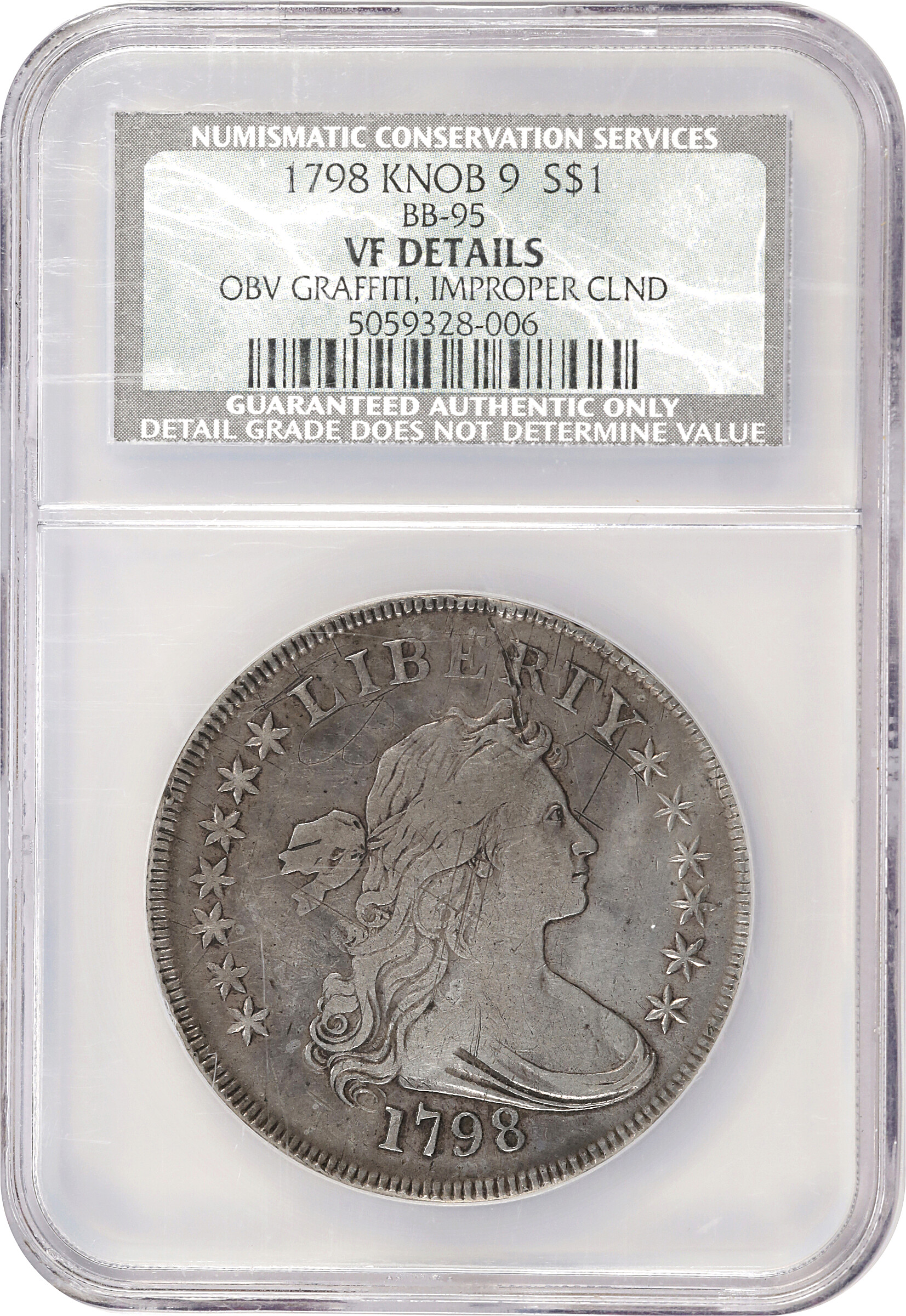 1798 $1  Large Eagle, Knob 9 AG3 thumbnail 3
