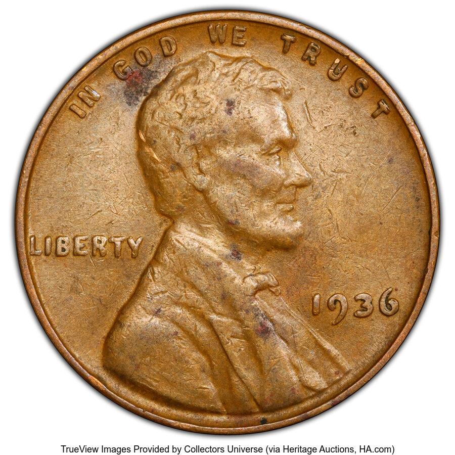 1936 1C Doubled Die Obverse, Type One, VF35 PCGS. PCGS Population: (26/96 and 0/0+). NGC Census: (0/0 and 0/0+). CDN: $122....