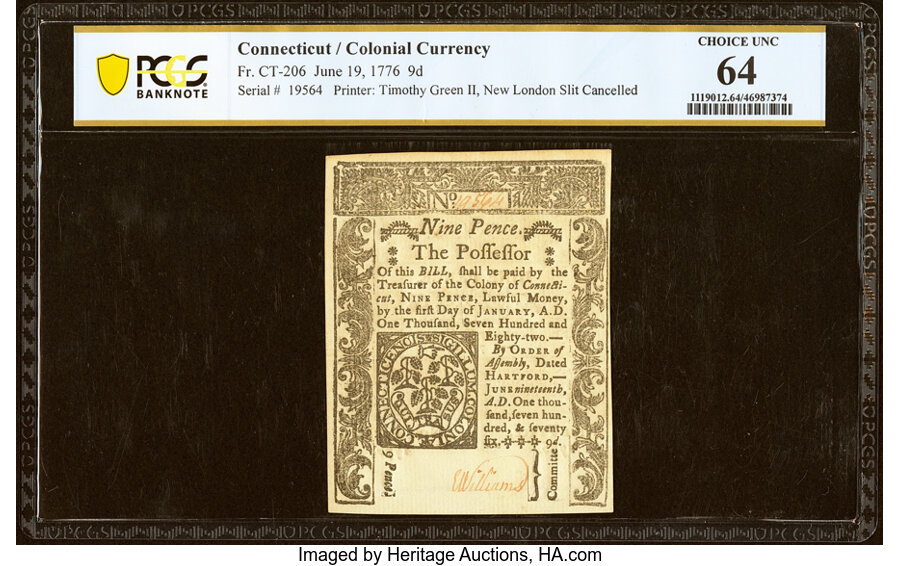 Jun 19, 1776 9d Connecticut (Fr. CT206) thumbnail 18