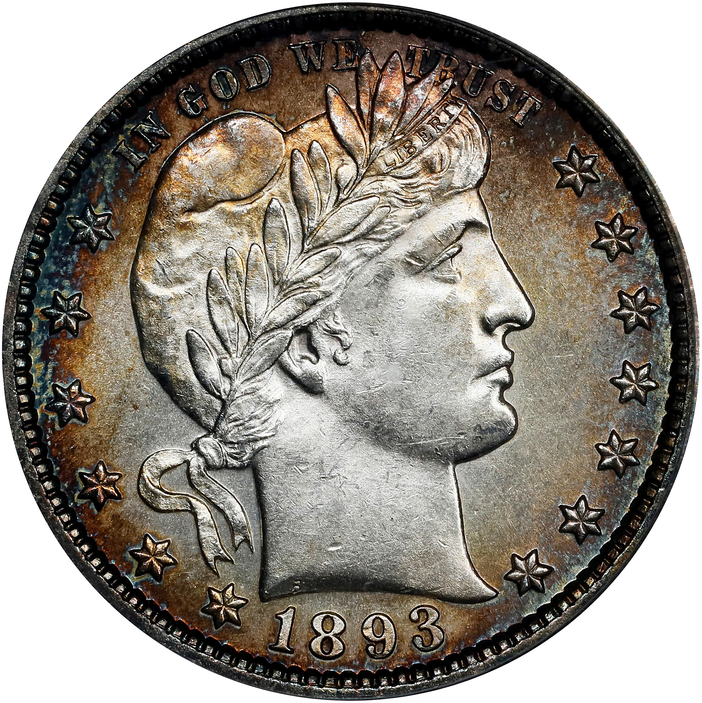 1893 Barber Quarter. AU-55 (PCGS).