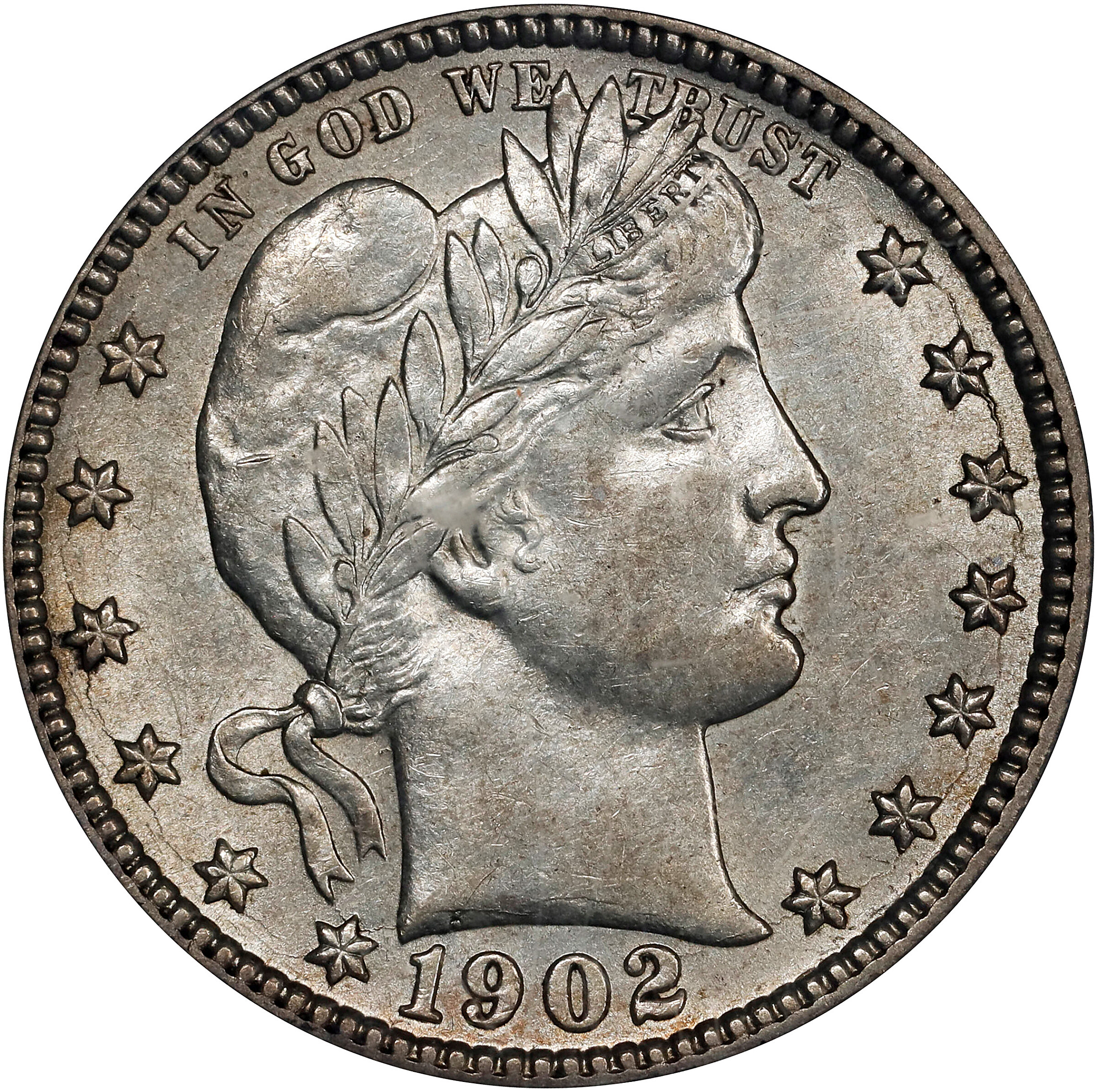 1902-S Barber Quarter. AU-53 (PCGS).