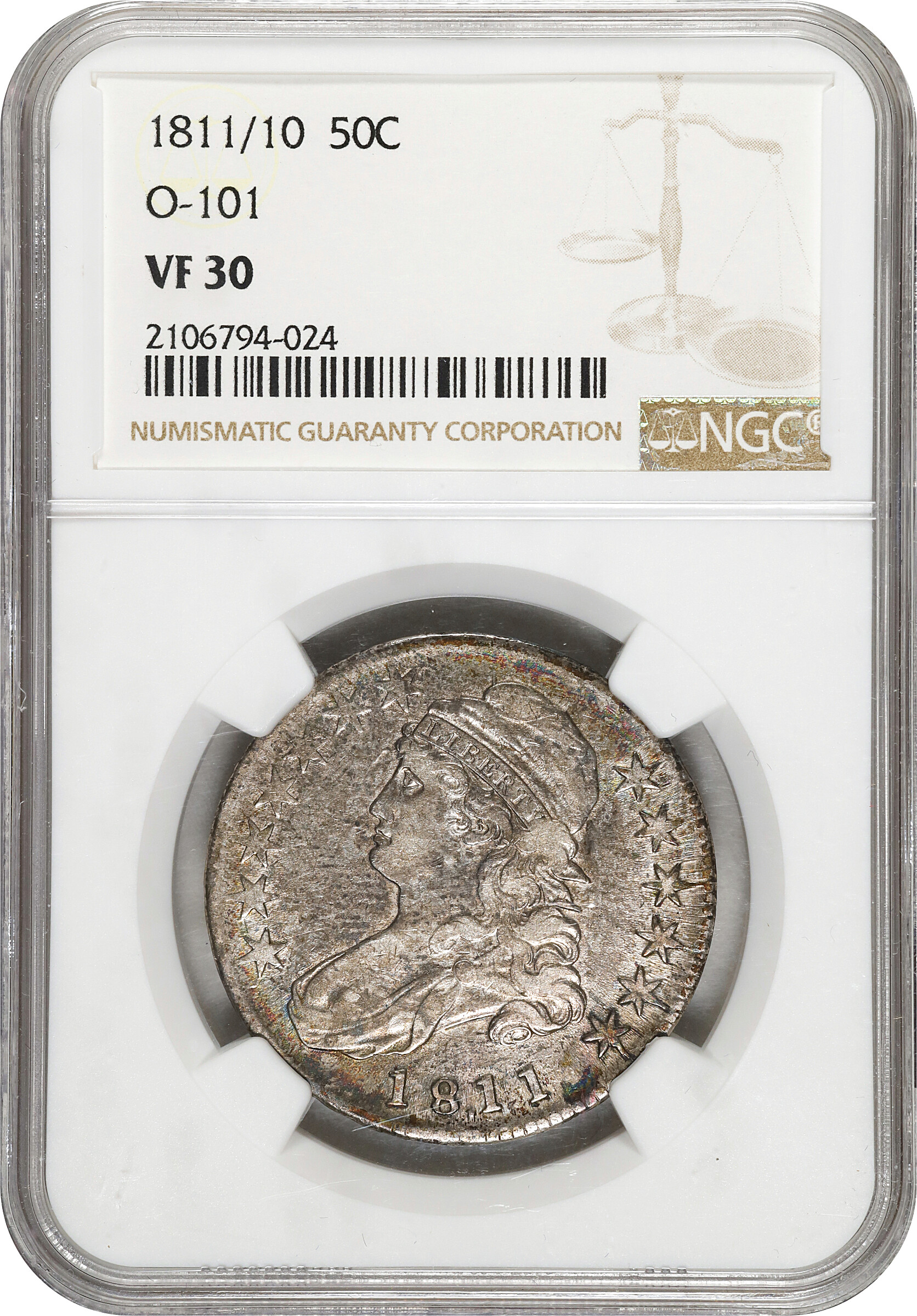 1811/10 50c Punctuated Date, O-101 VF30 thumbnail 3