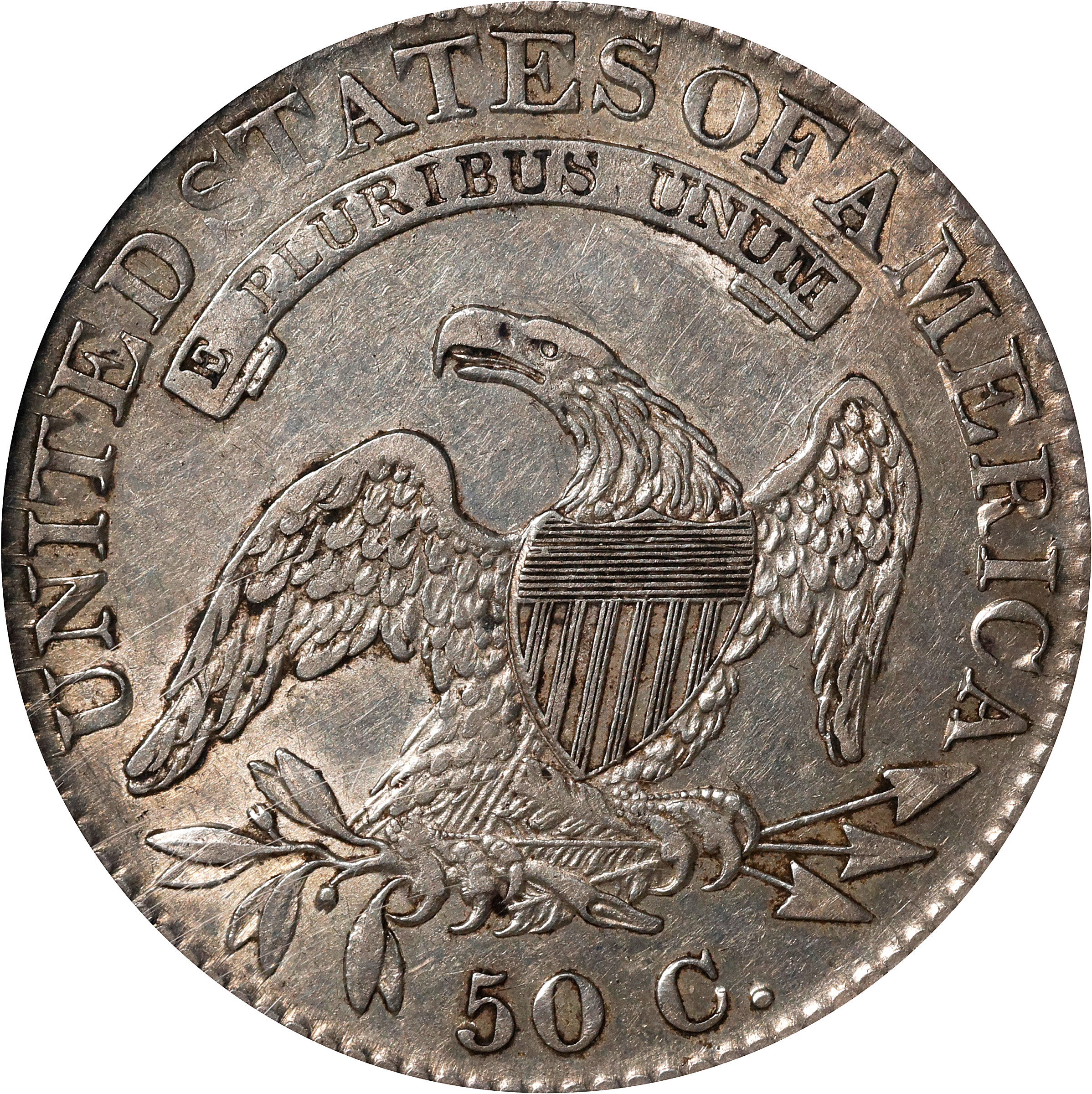 1822/1 50c Overdate, O-101 AU53 thumbnail 2