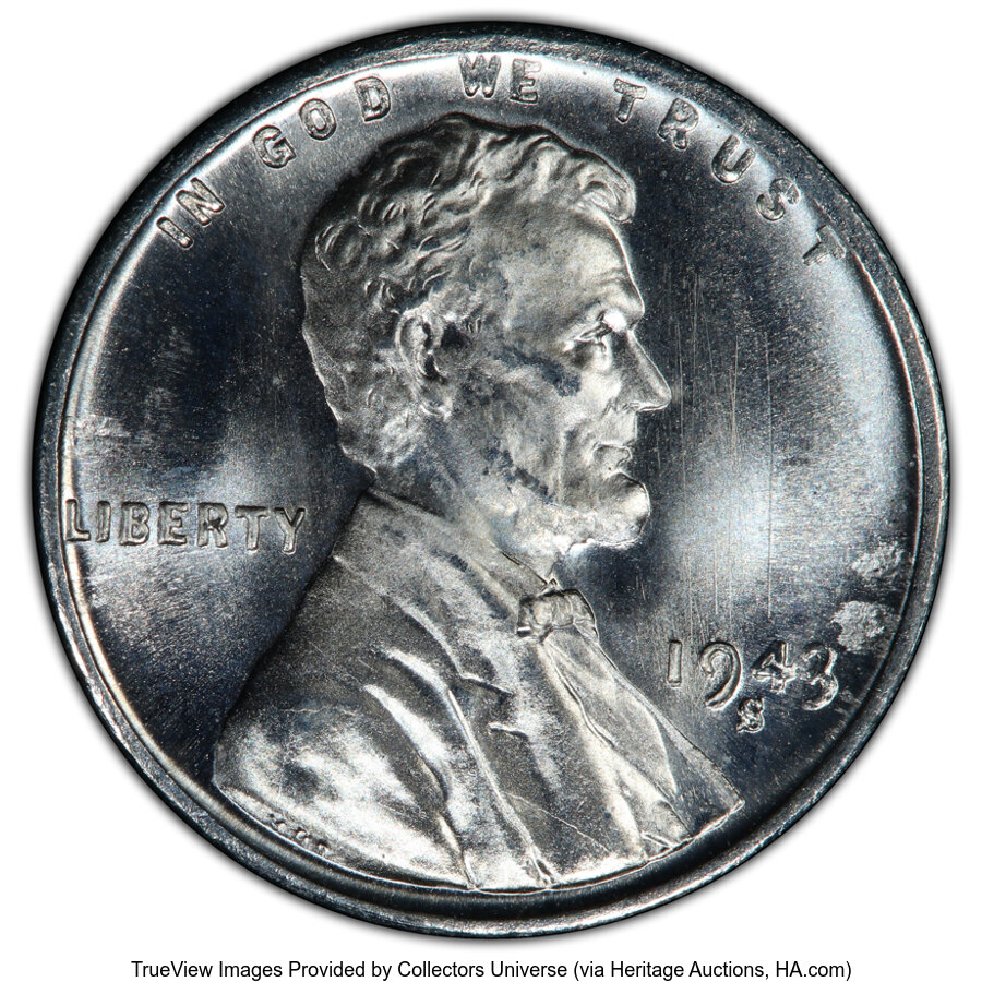 1943/2-S 1C Doubled Die Obverse, FS-101, MS67+ PCGS. While the 2 underdigit is faint, doubling on the 94 of the date serves...