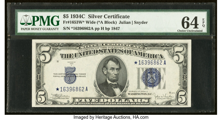 1934C $5  Star Replacement (Fr. 1653*) thumbnail 14