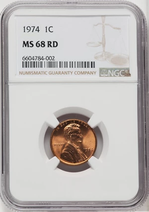 image for: 1974 1C MS68 Red NGC. NGC Census: (14/0). PCGS Population: (3/0). CDN: $2,000 Whsle. Bid for NGC/PCGS MS68. ...