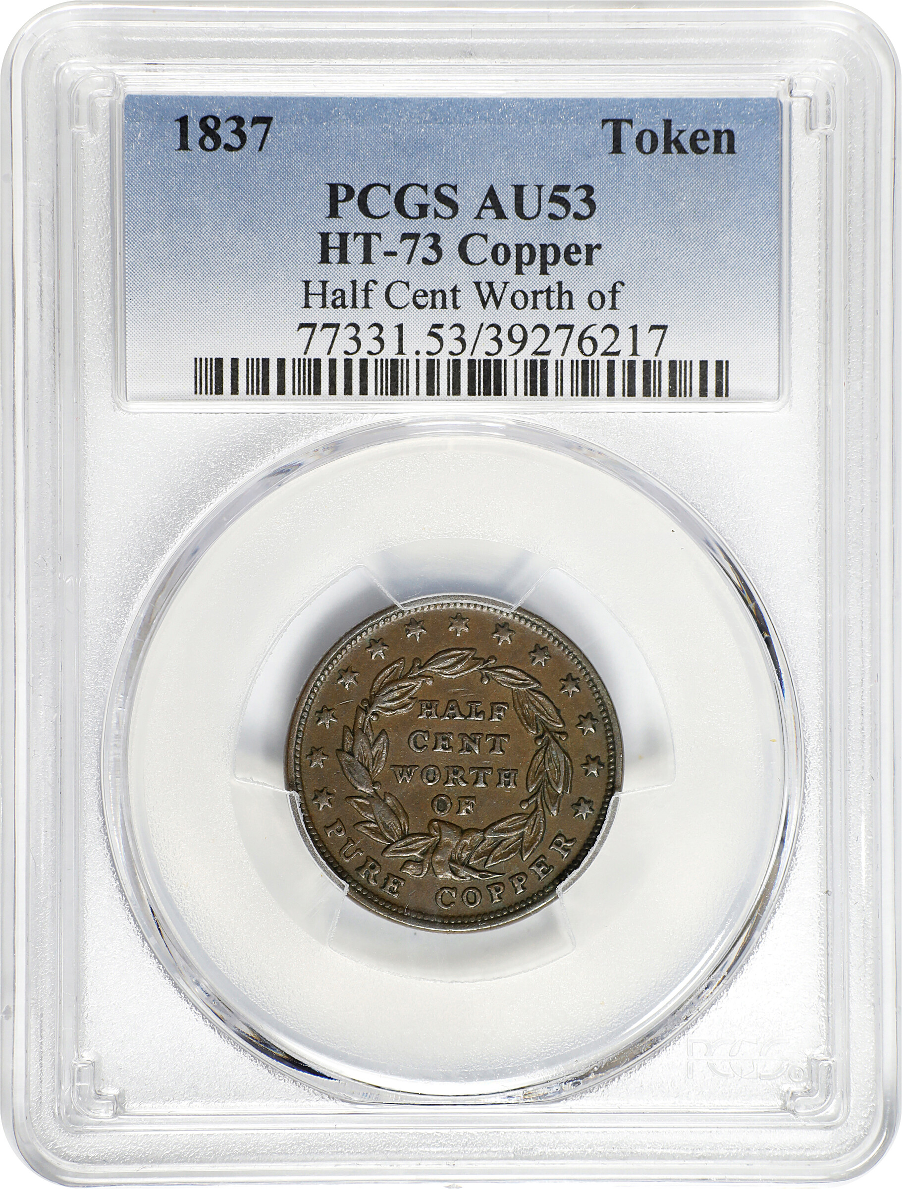1837 Token Half Cent of Copper, HT-73 MS60 thumbnail 22