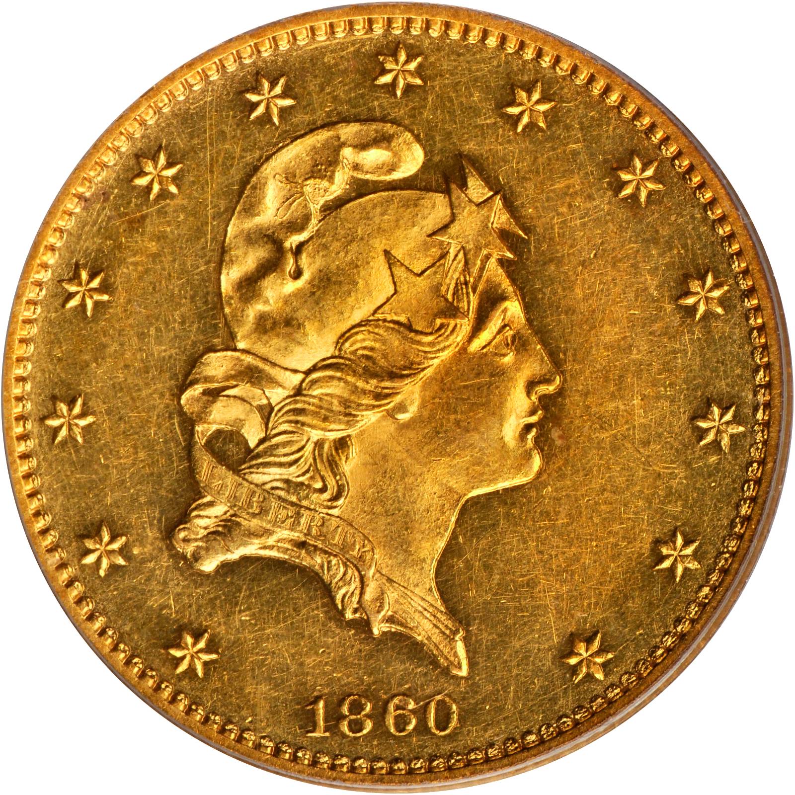 1860 P$5 Gold, J-271 PR CAM thumbnail 3