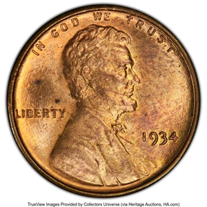 image for: 1934 1C Doubled Die Obverse, FS-101 MS64 Red and Brown PCGS. (FS-013.79). PCGS Population: (6/2 and 0/0+). NGC Census: (0/0...