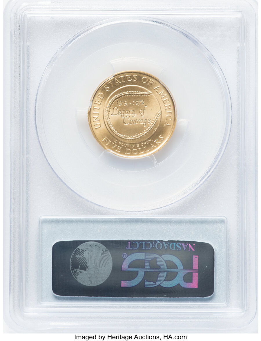 1997-W $5 Jackie Robinson Gold Five Dollar MS69 PCGS. PCGS Population: (1030/97). NGC Census: (618/328). CDN: $650 Whsle. B...