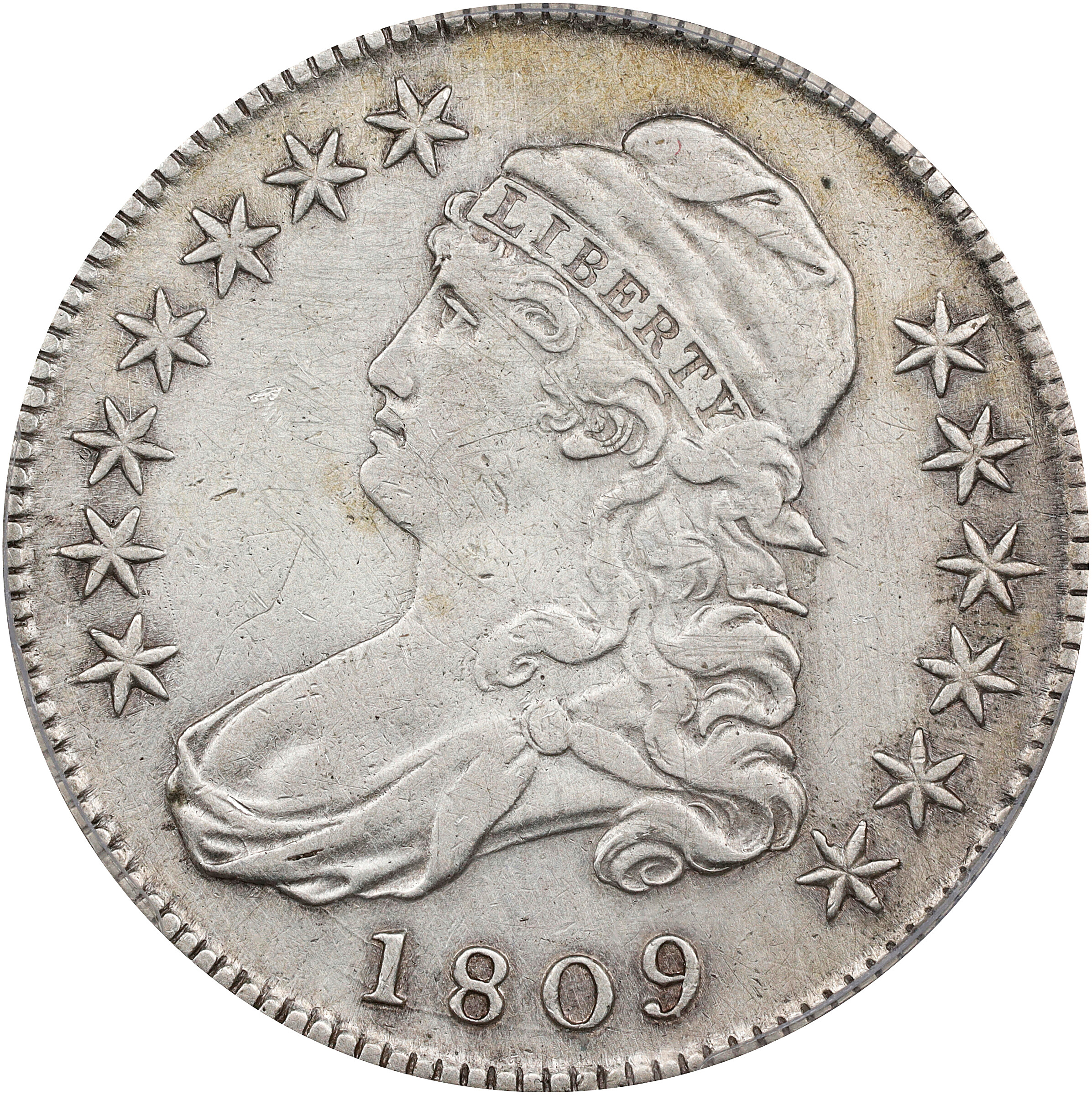 1809 Capped Bust Half Dollar. O-102. XXXX Edge. VF Details--Harshly Cleaned (PCGS).