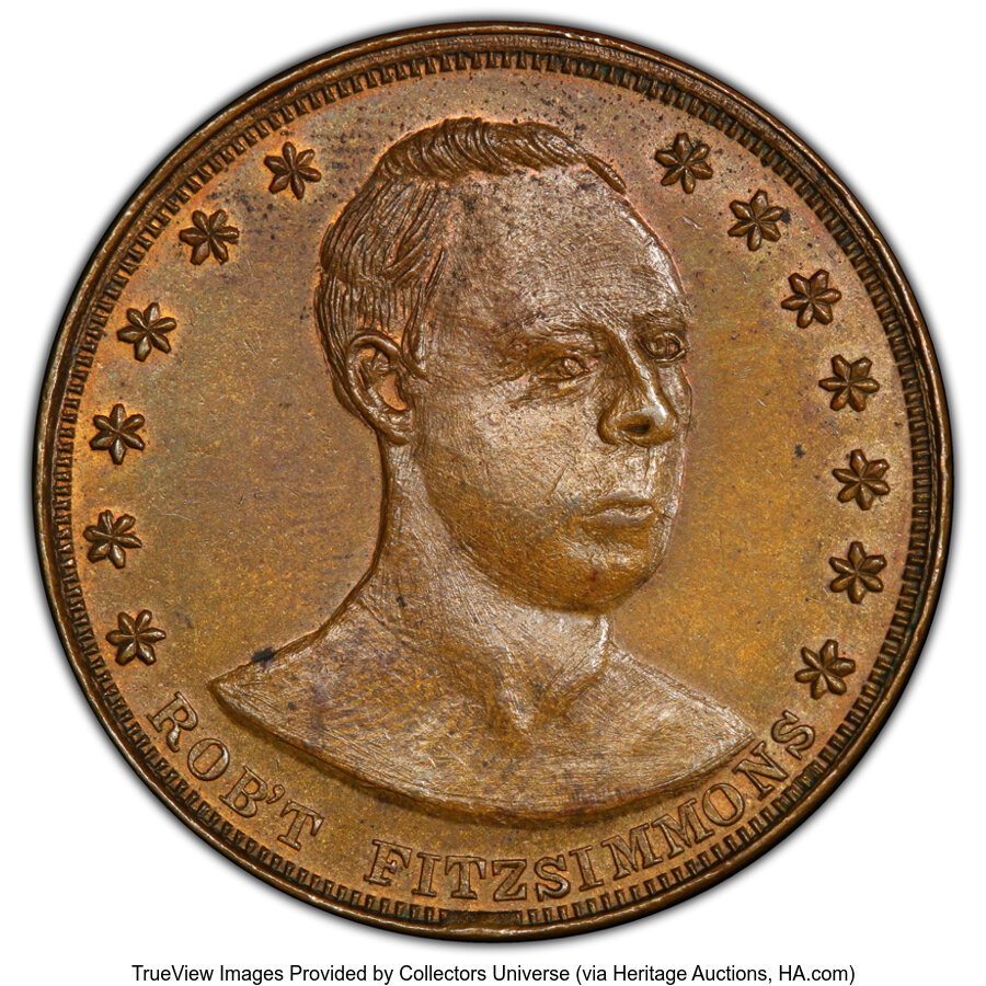 1897 SC$1 Boxing, Fitzsimmons obv, Ty.2, Brass, HK-277 MS