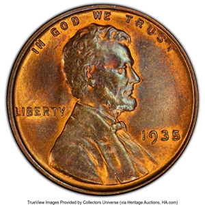 image for: 1935 1C Doubled Die Obverse , FS-101 MS65 Red and Brown PCGS. PCGS Population: (2/0 and 0/0+). NGC Census: (0/0 and 0/0+). ...