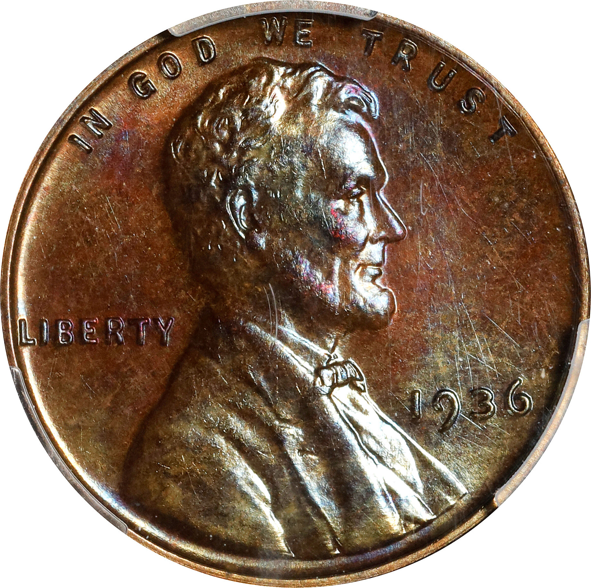 1936 Lincoln Cent. Satin. Proof-64 BN (PCGS).