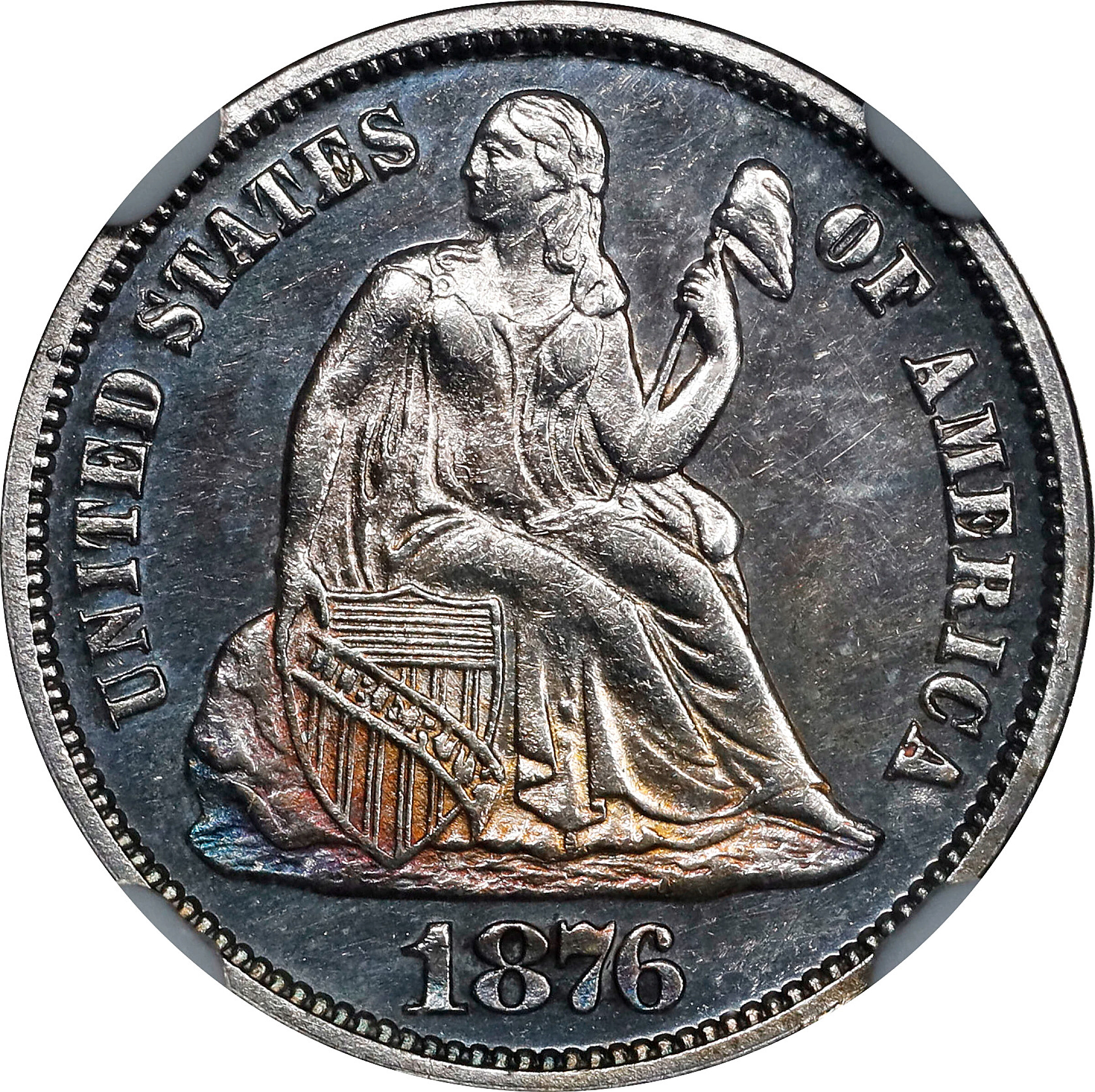 1876 Liberty Seated Dime. Proof-58 (NGC).