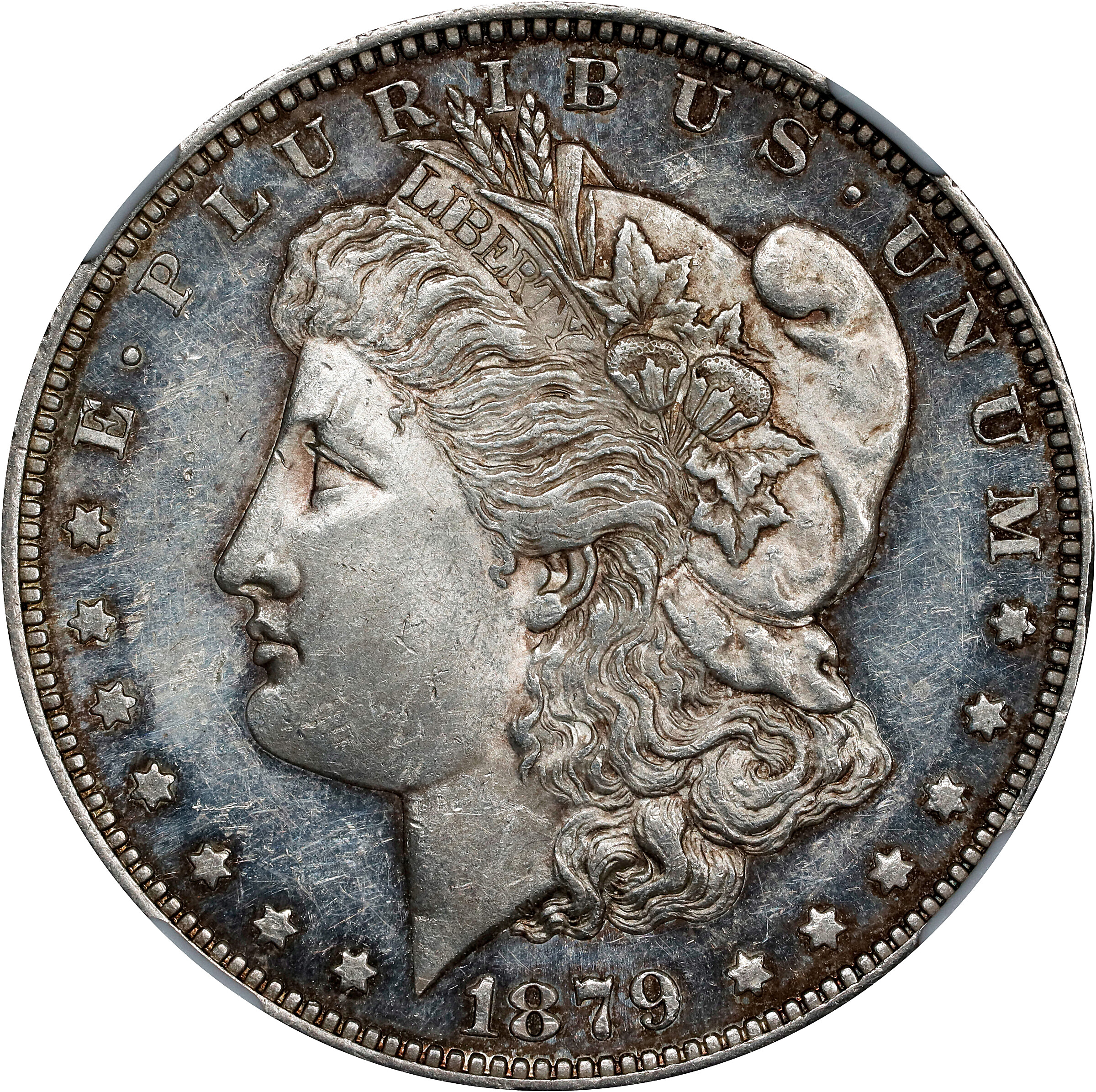 1879-S Morgan Silver Dollar. Reverse of 1878. Top 100 Variety. AU-58 PL (NGC).