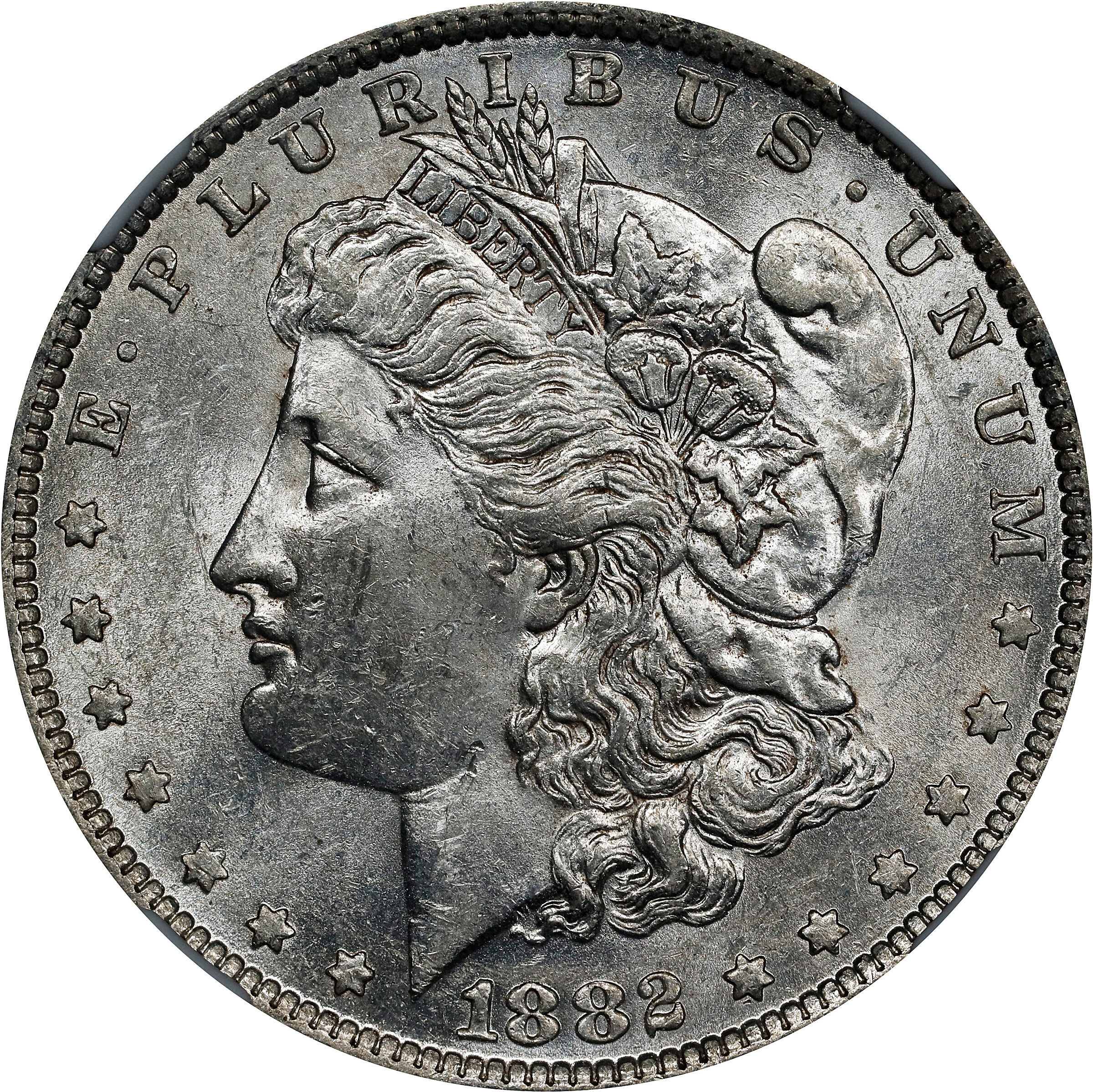 1882-O/S Morgan Silver Dollar. VAM-4. Top 100 Variety. Strong, O/S Recessed. MS-60 (NGC).