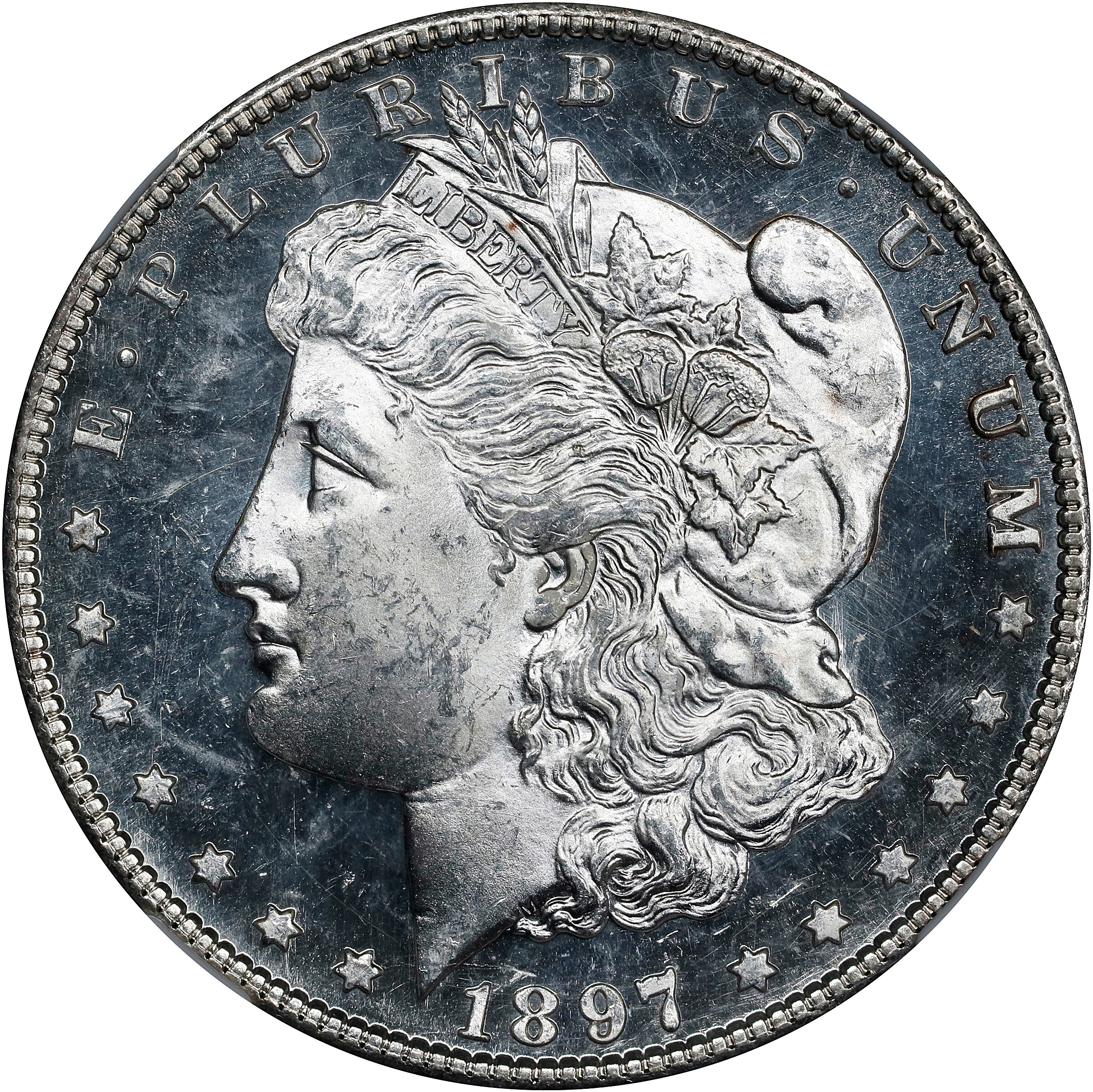 1897-S Morgan Silver Dollar. MS-63 DPL (NGC).