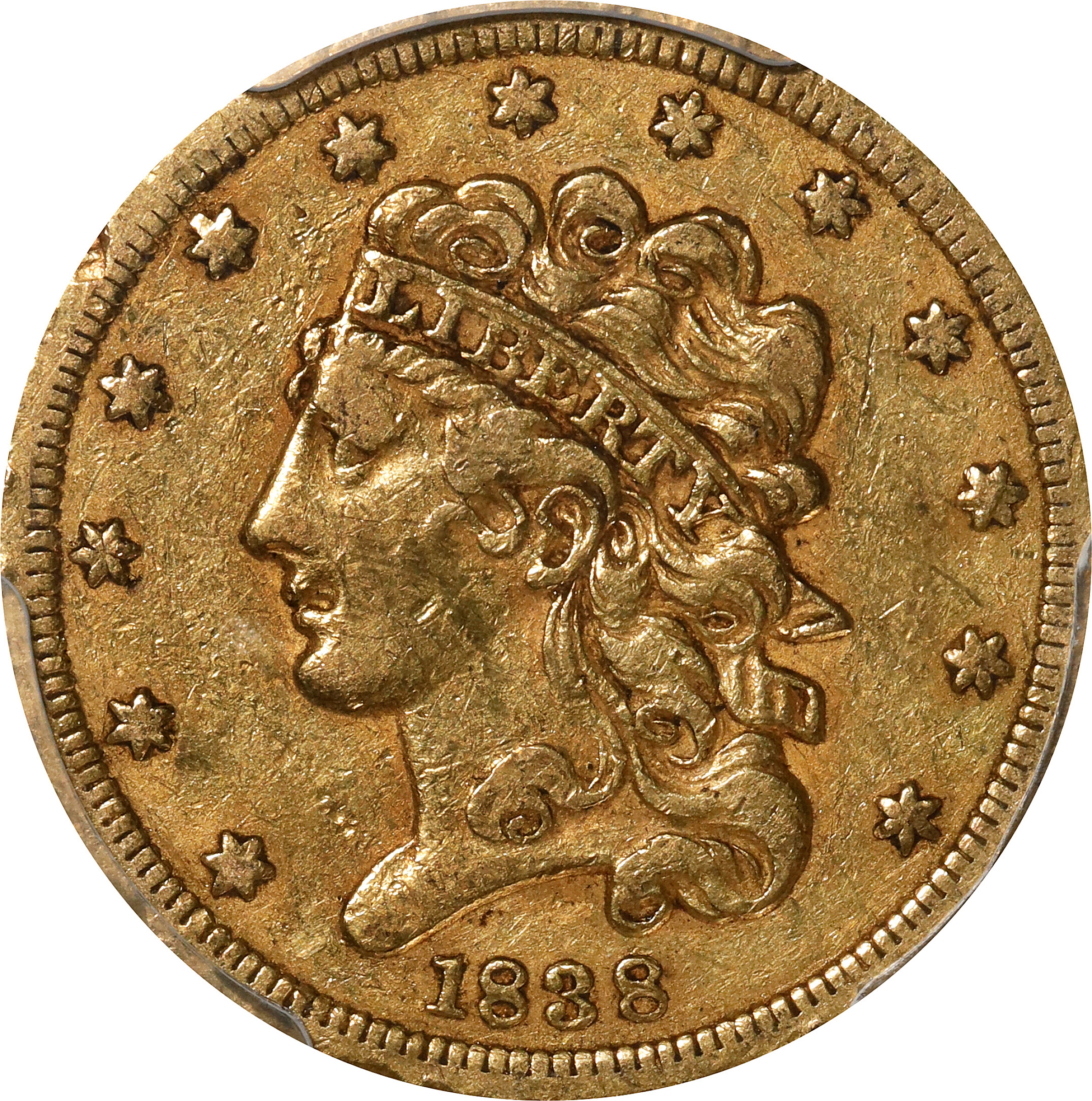 1838 Classic Head Half Eagle. EF-40 (PCGS).