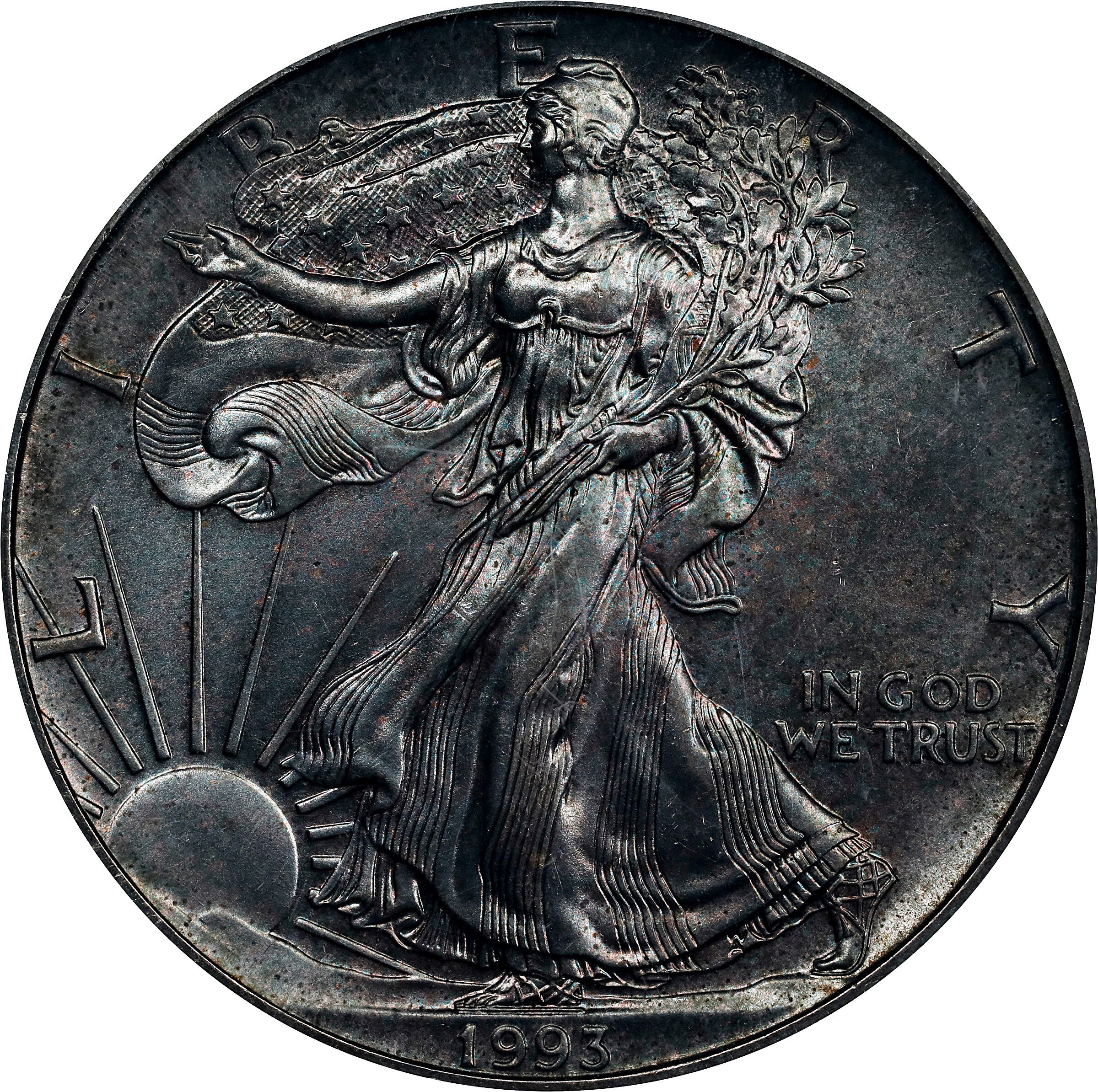 1993 $1  Silver Eagle MS63 CAC thumbnail 2