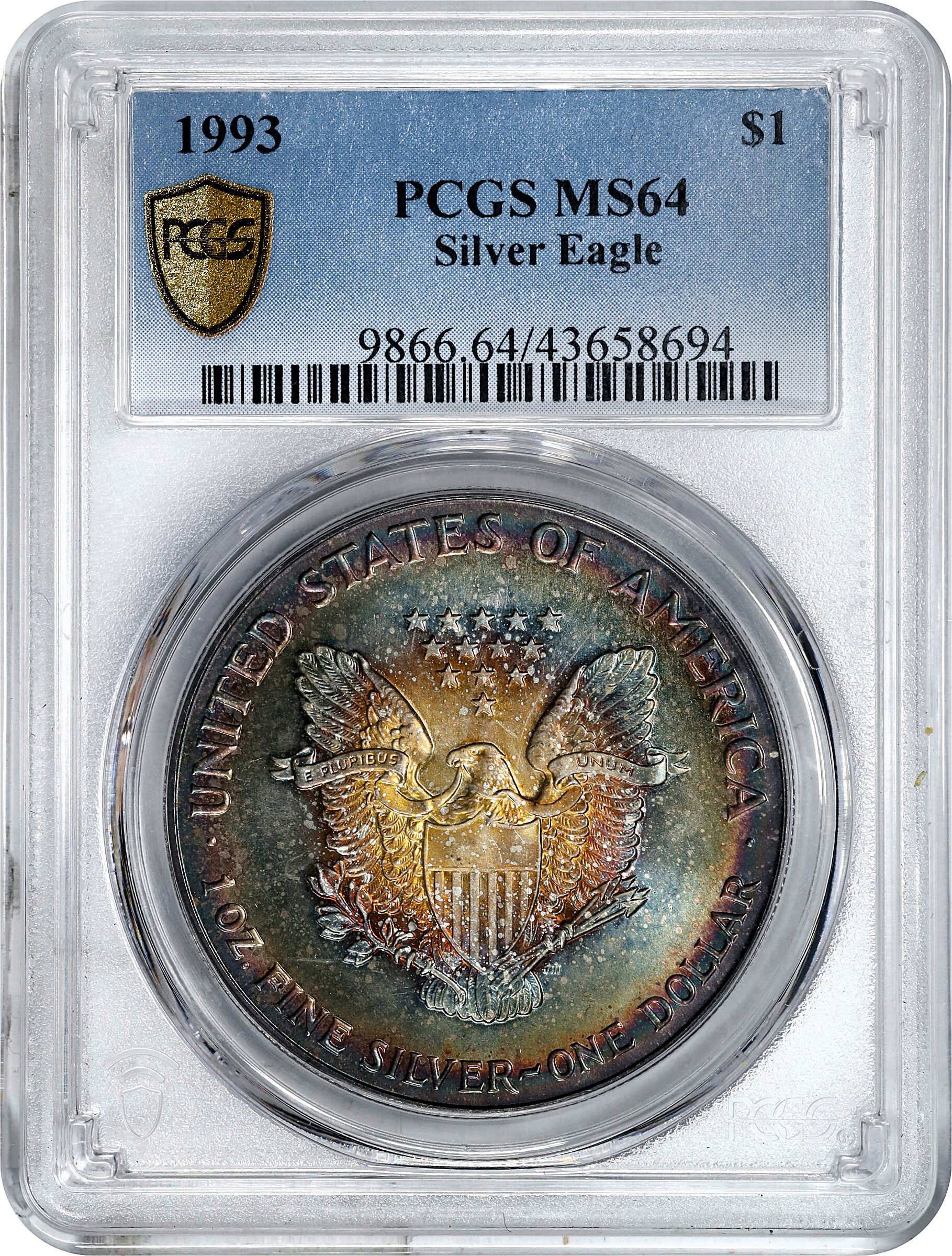 1993 $1  Silver Eagle MS63 CAC thumbnail 3