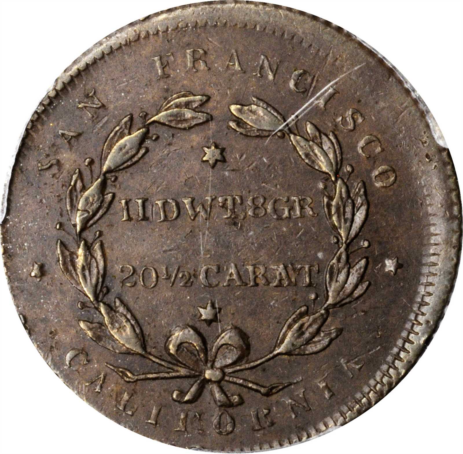 (1849) DT$10 Moran & Clark, Copper Die Trial MS BN thumbnail 10