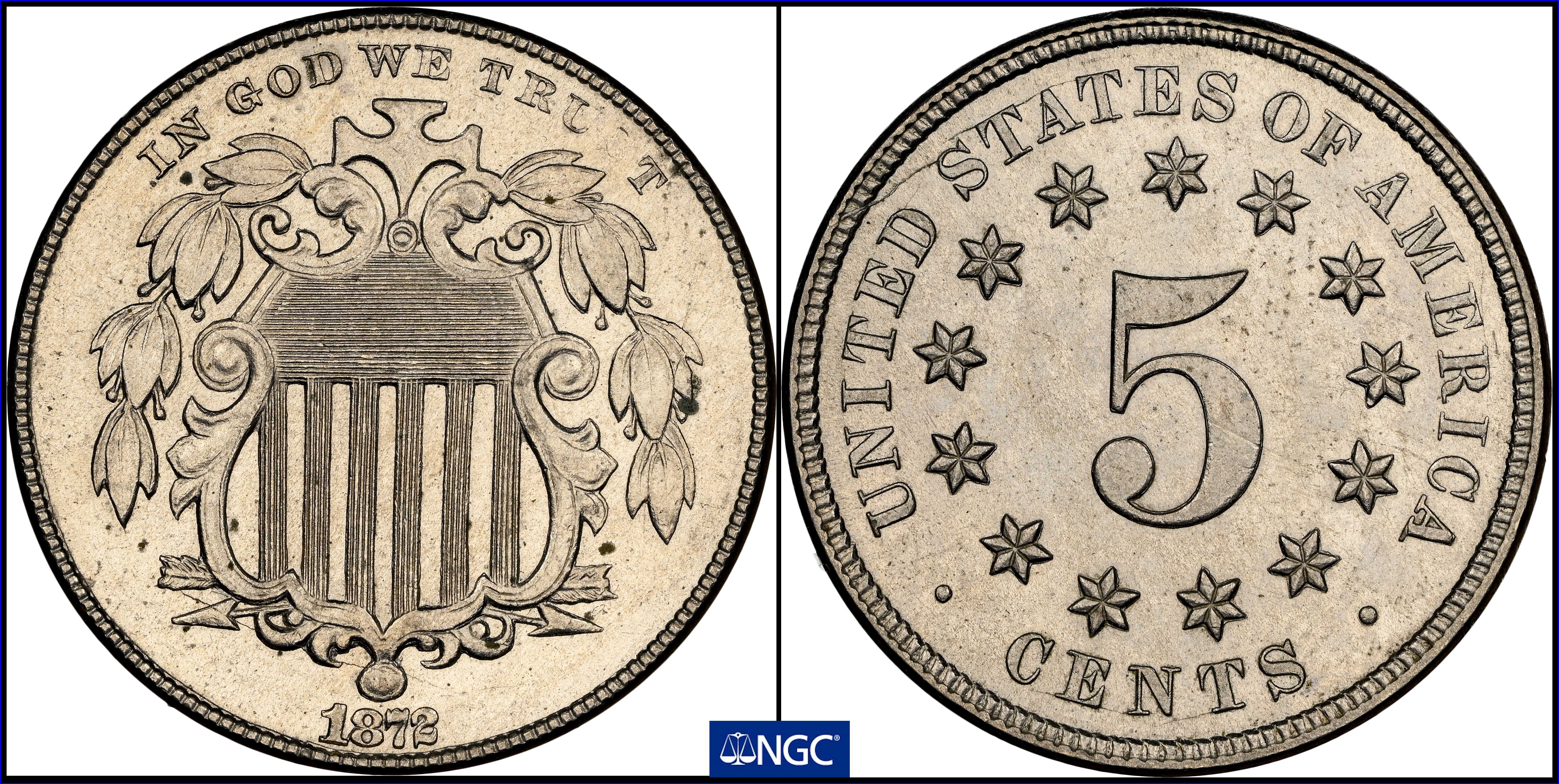 1872 5c Double Die Obverse, FS-101 MS thumbnail 8