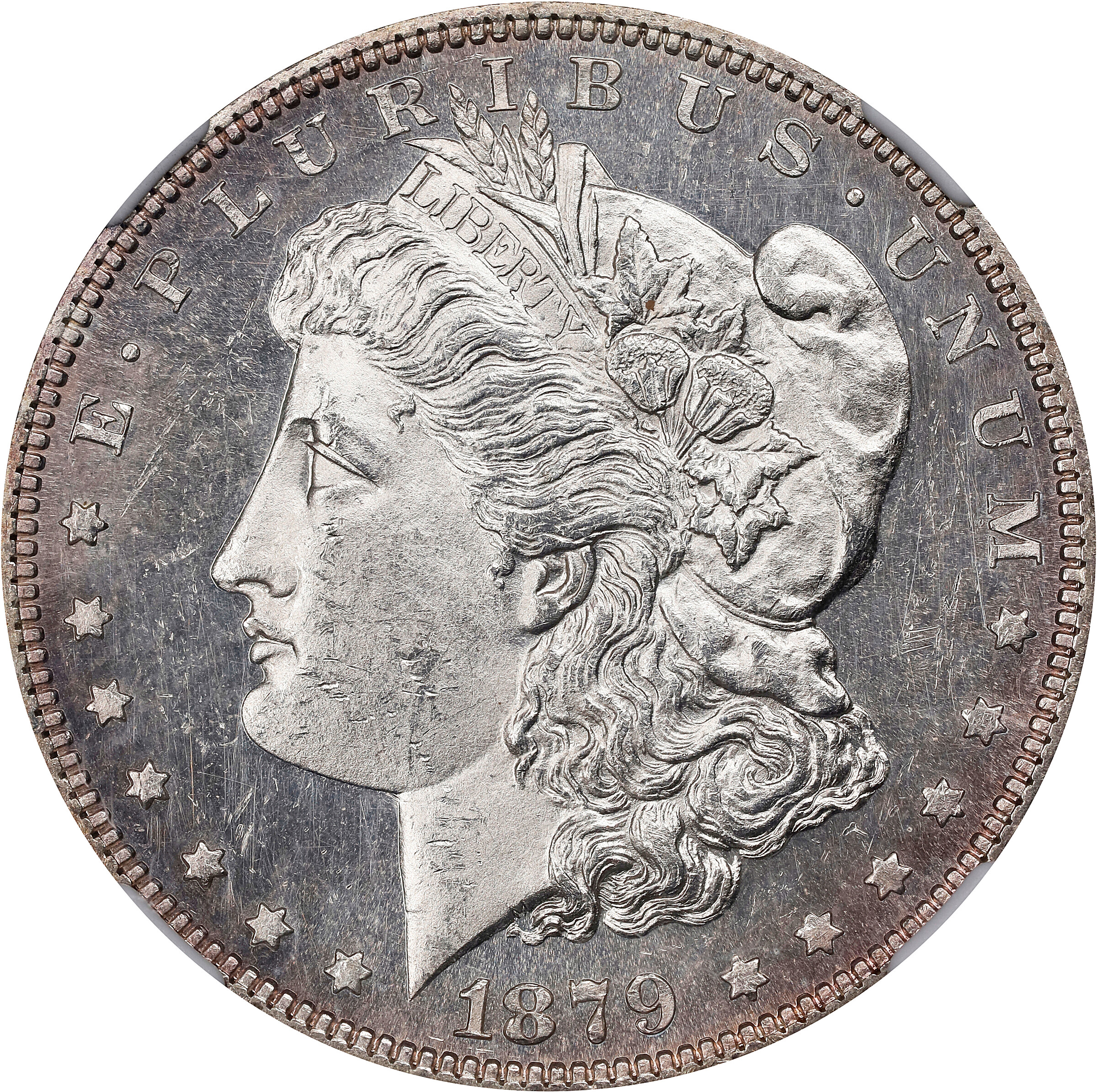 1879 Morgan Silver Dollar. MS-62 DPL (NGC).