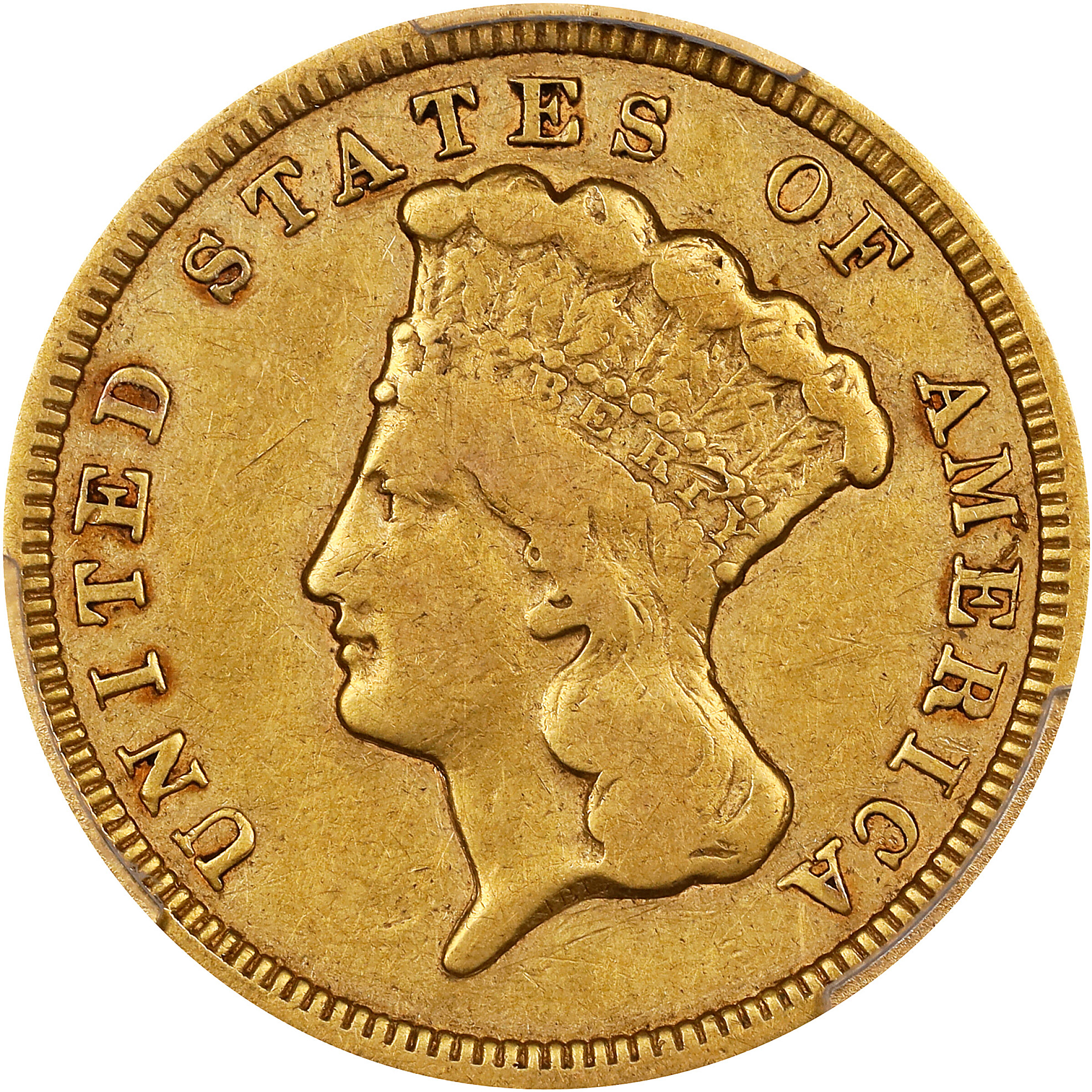 1856 Three-Dollar Gold Piece. Fine-12 (PCGS).