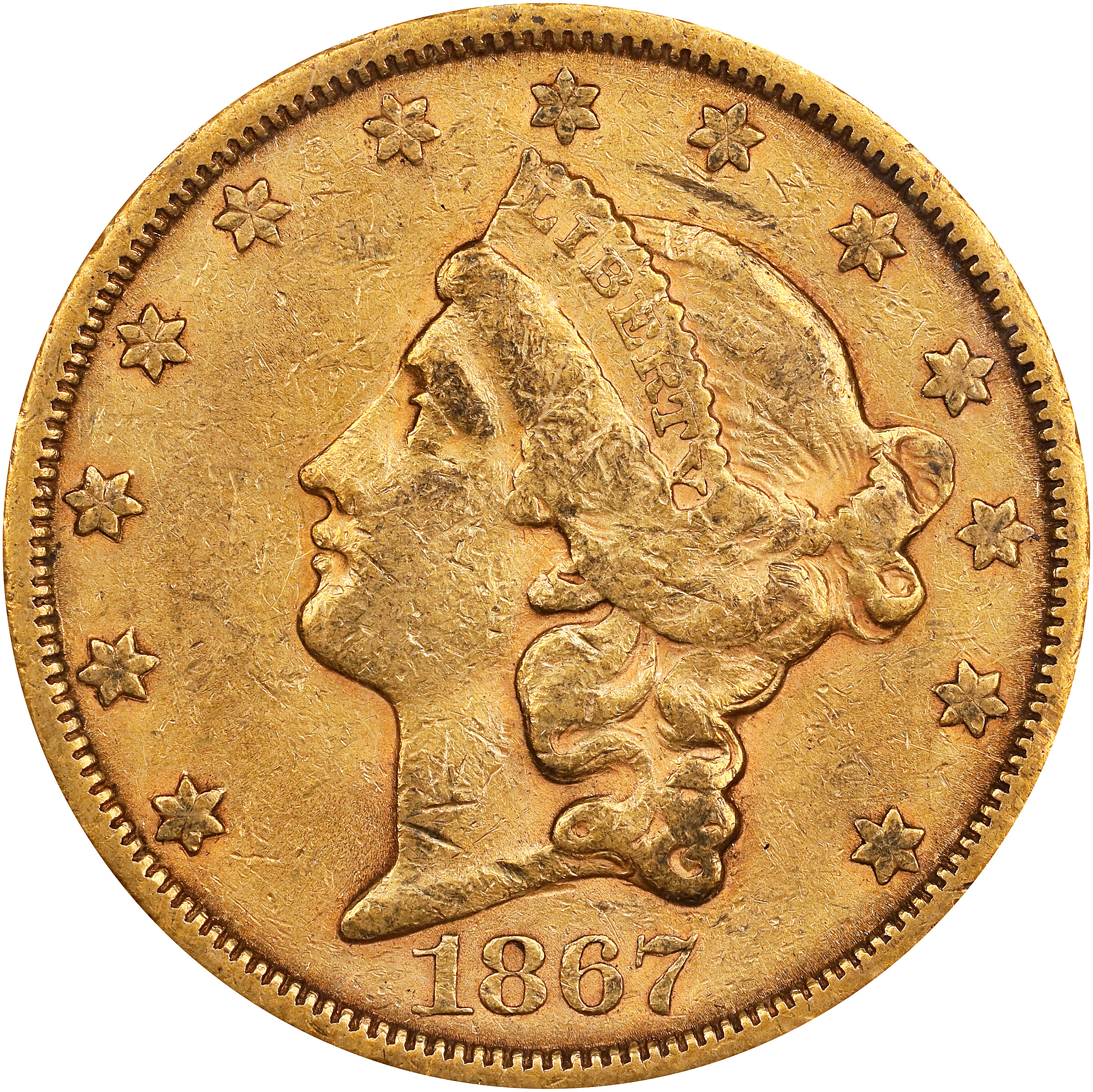 1867-S Liberty Head Double Eagle. EF-40 (NGC). OH.