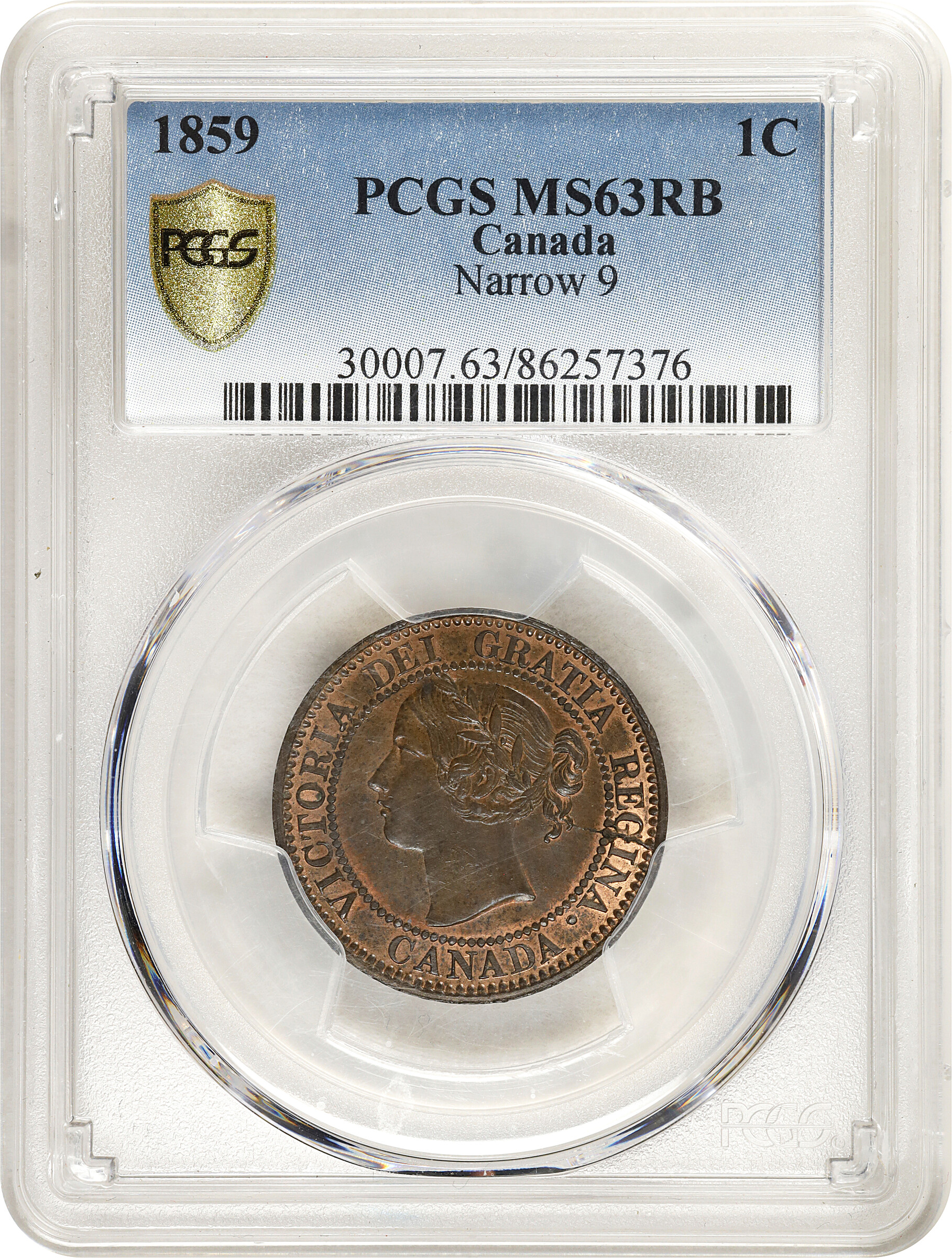 1859 1c Province of Canada, Narrow 9 MS RB MS63 RB thumbnail 5