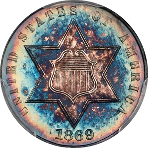 image for: 1869 Silver Three-Cent Piece. Proof-67+ Cameo (PCGS). CMQ-X.