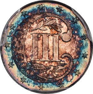 image for: 1869 Silver Three-Cent Piece. Proof-67+ Cameo (PCGS). CMQ-X.