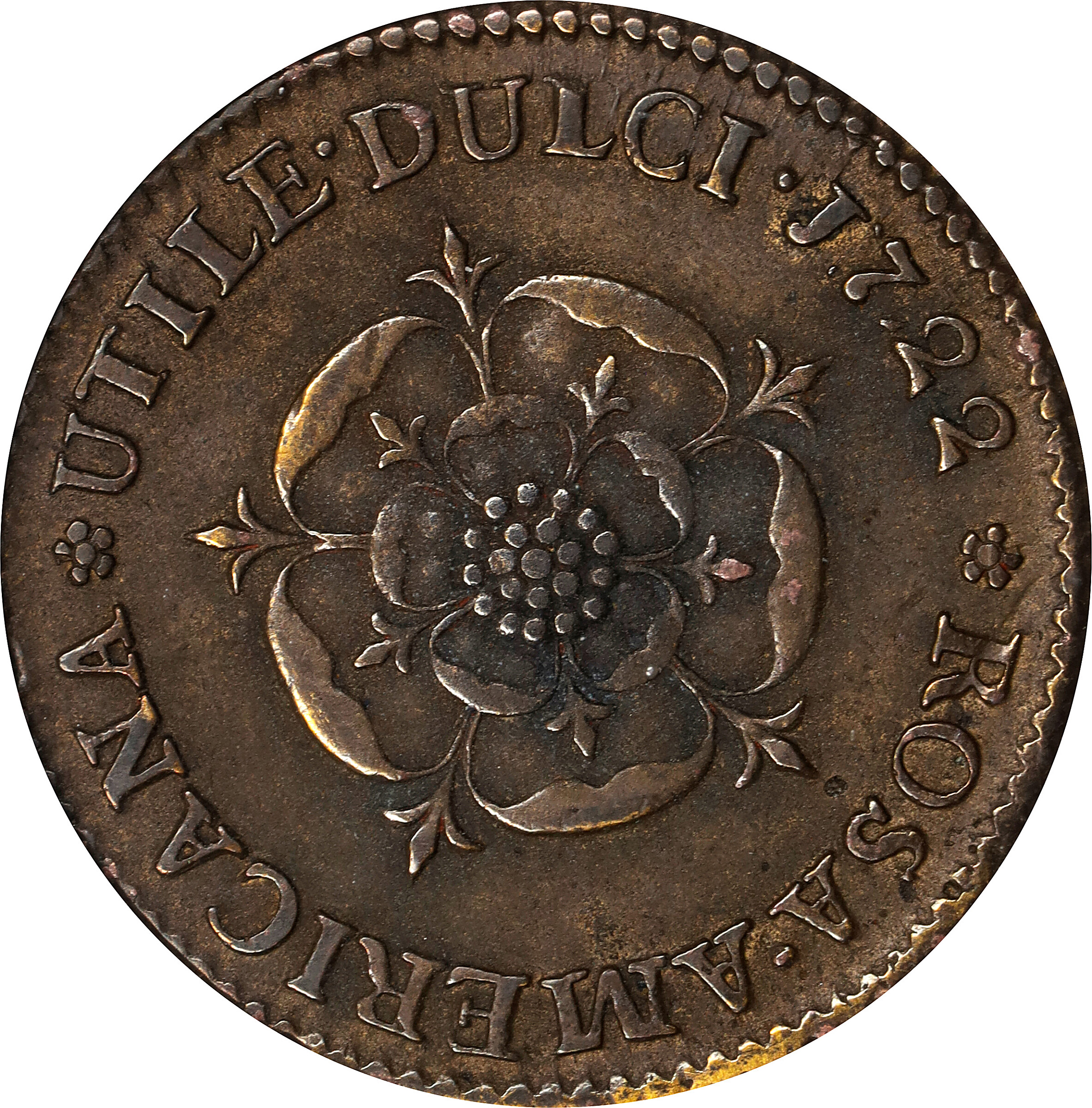 image for: 1722 Rosa Americana UTILEDULC 1P PCGS AU53 BN