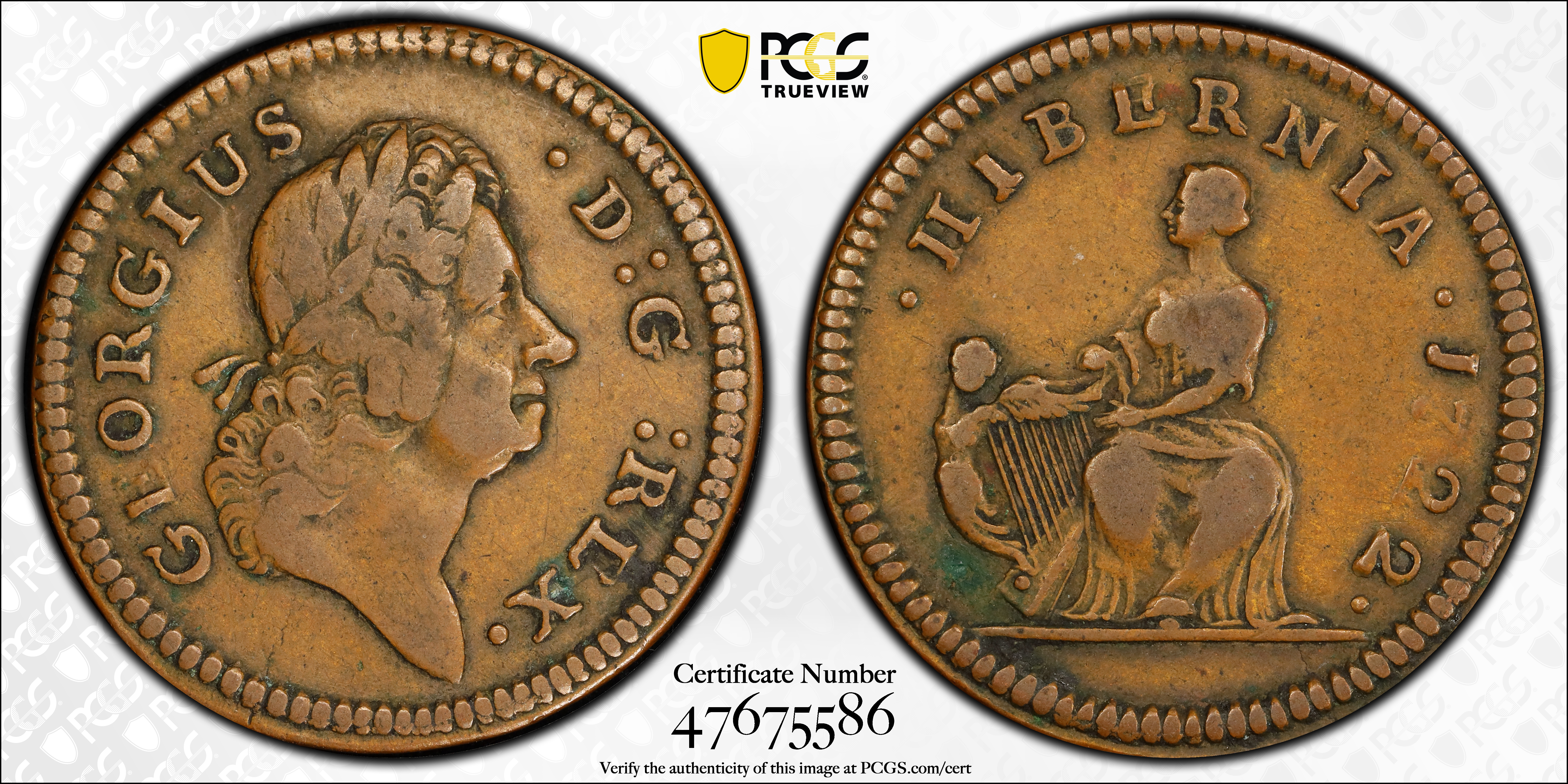 image for: 1722 Wood's Hibernia Far PCGS VF25 BN