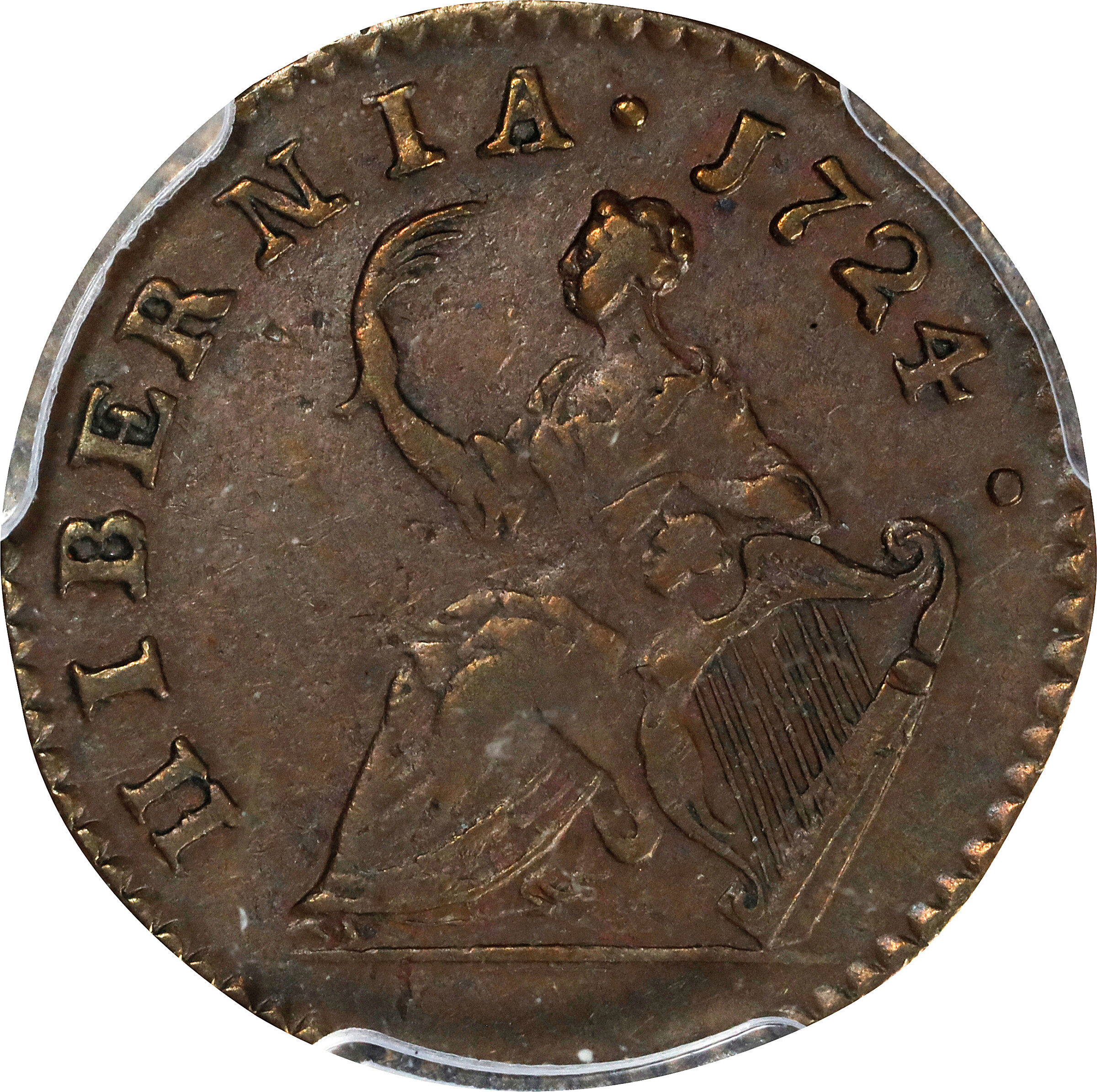 image for: 1724 Wood's Hibernia Far PCGS AU55 BN CAC