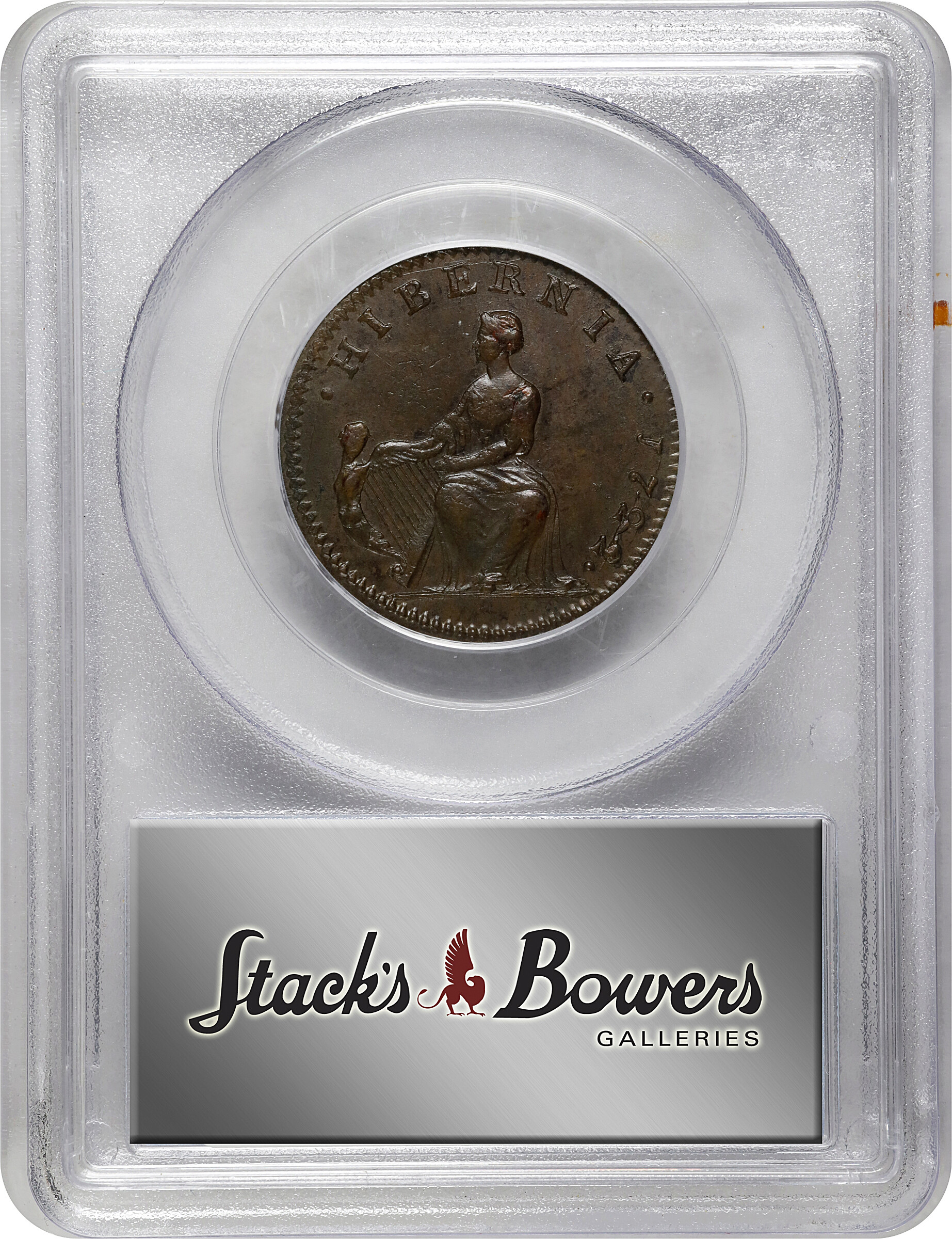 image for: 1722 Wood's Hibernia First Type, Harp at Left 1/2 P PCGS MS64 BN CAC