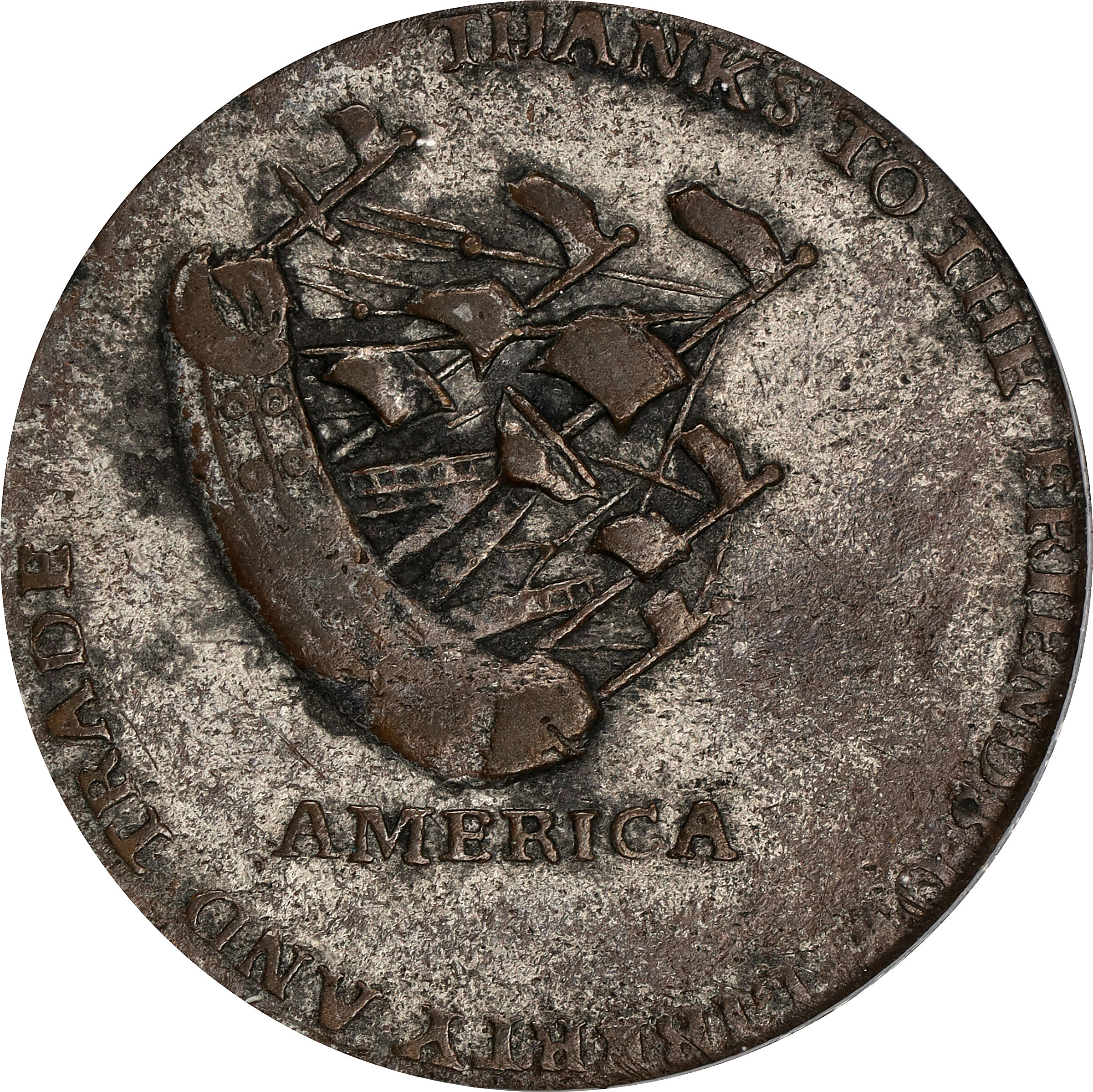 image for: 1766 Pitt Silvered 1/2 P PCGS VF30