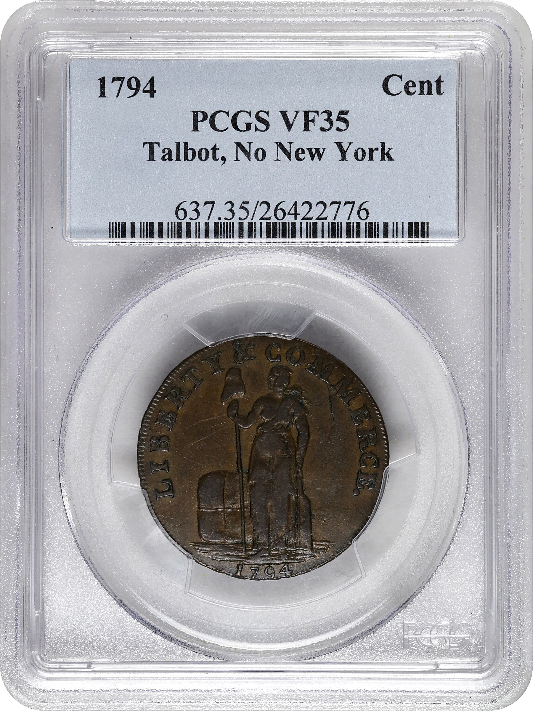 image for: 1794 Talbot without NEW YORK Cent PCGS VF35 BN