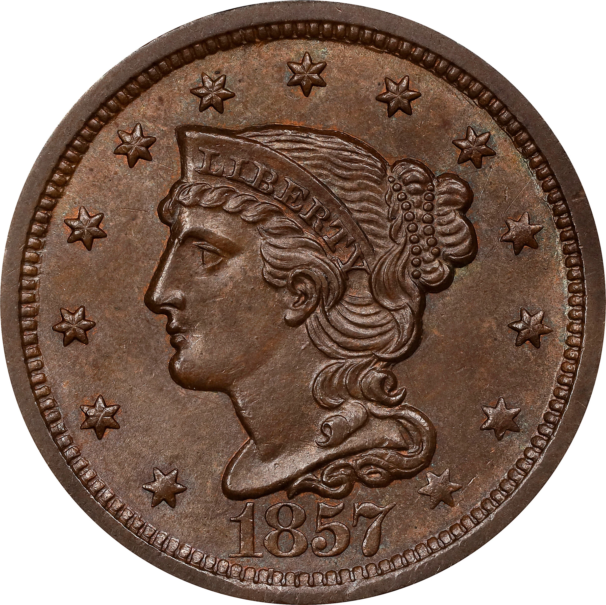 1857 Braided Hair Large Penny Large Date N 1 BN Coin Pricing Guide