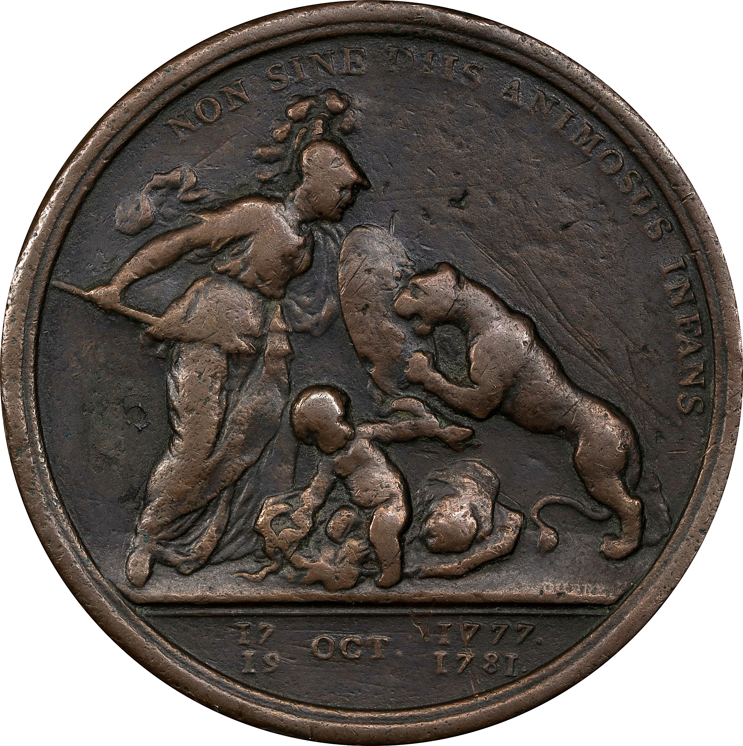 image for: "1781" (1783) Bronze Adams-Bentley 15, Betts-615 Libertas Americana Medal PCGS BN